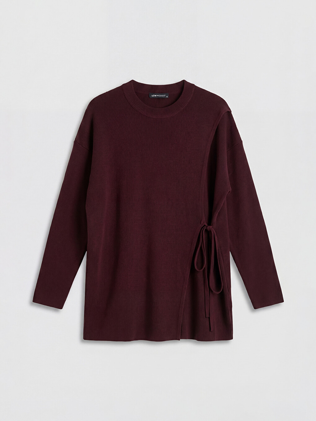 Bordo Bisiklet Yaka Kadın Triko Tunik-4