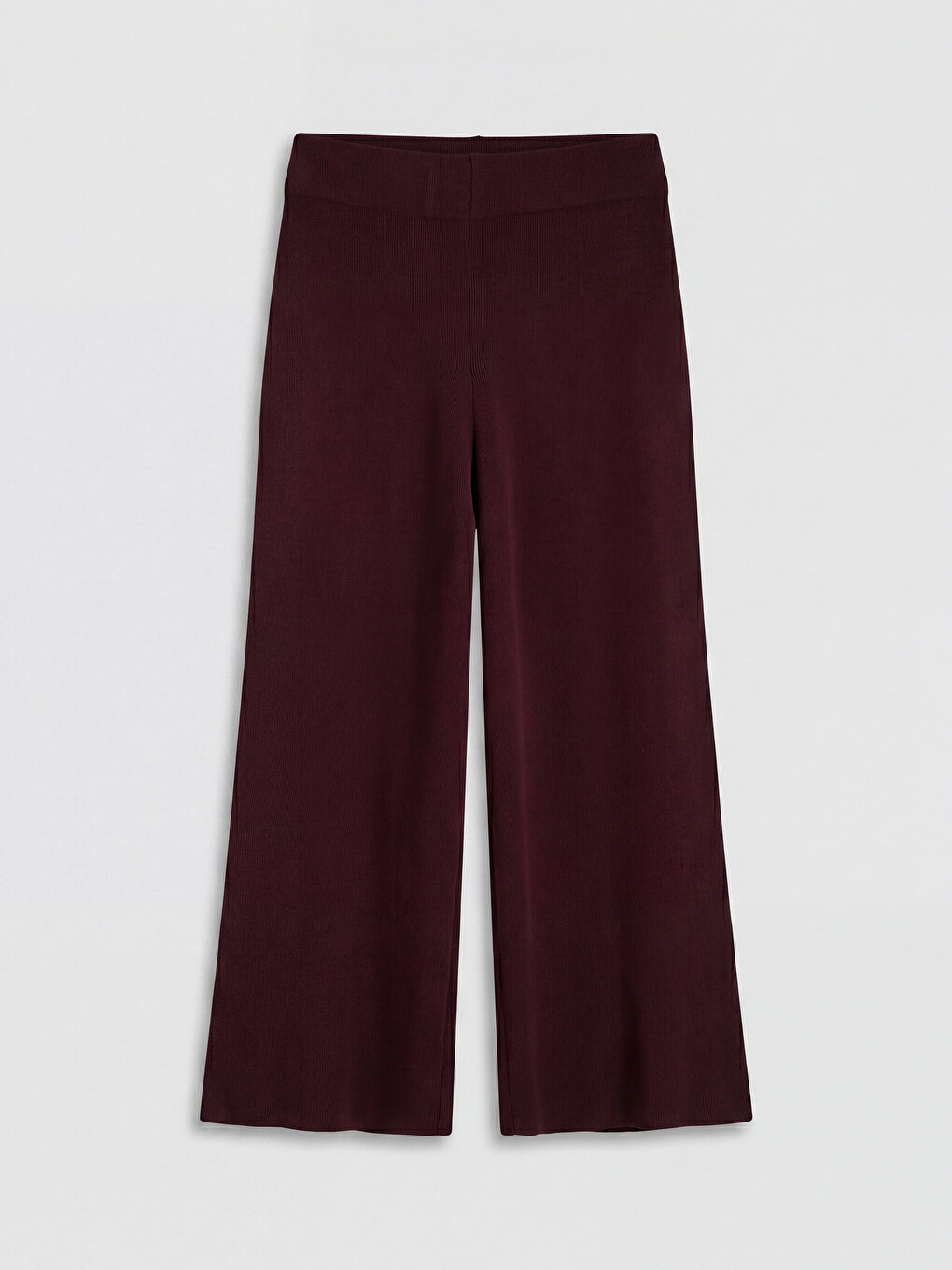 Bordo Beli Lastikli Kadın Triko Pantolon-4