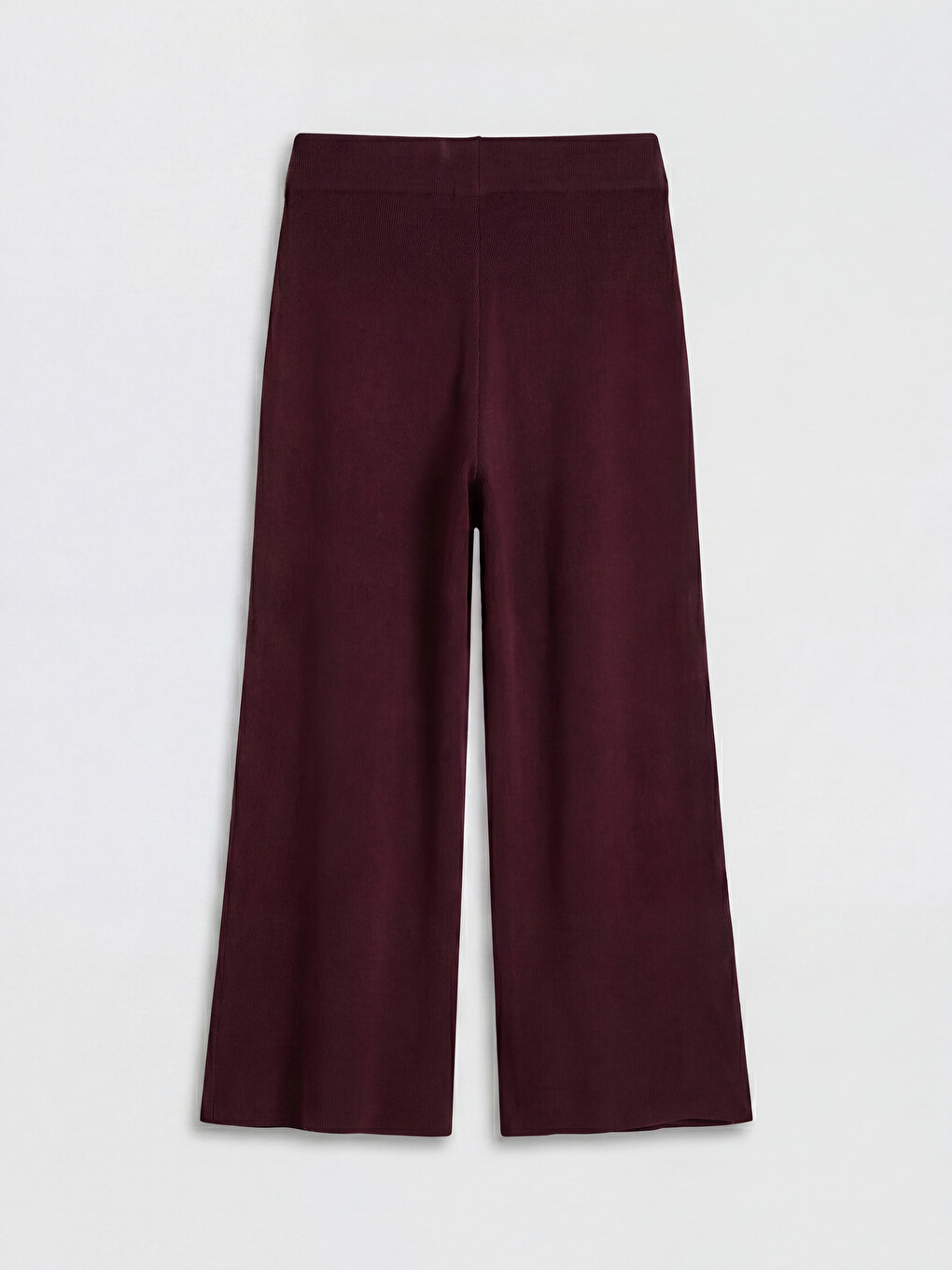 Bordo Beli Lastikli Kadın Triko Pantolon-5