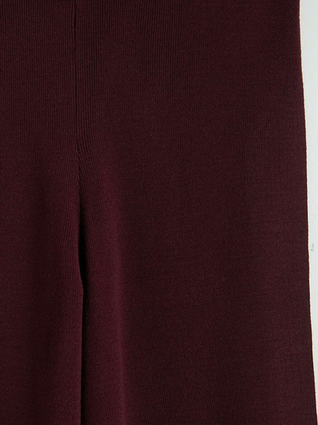 Bordo Beli Lastikli Kadın Triko Pantolon-6