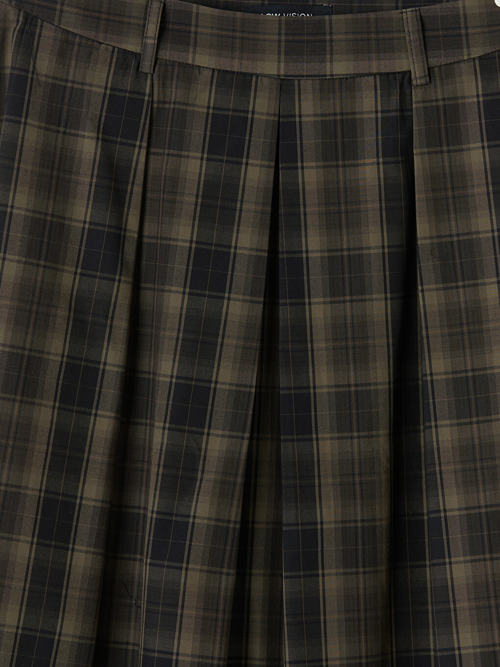 Normal Waist Plaid Patterned Pleated Skirt-5
