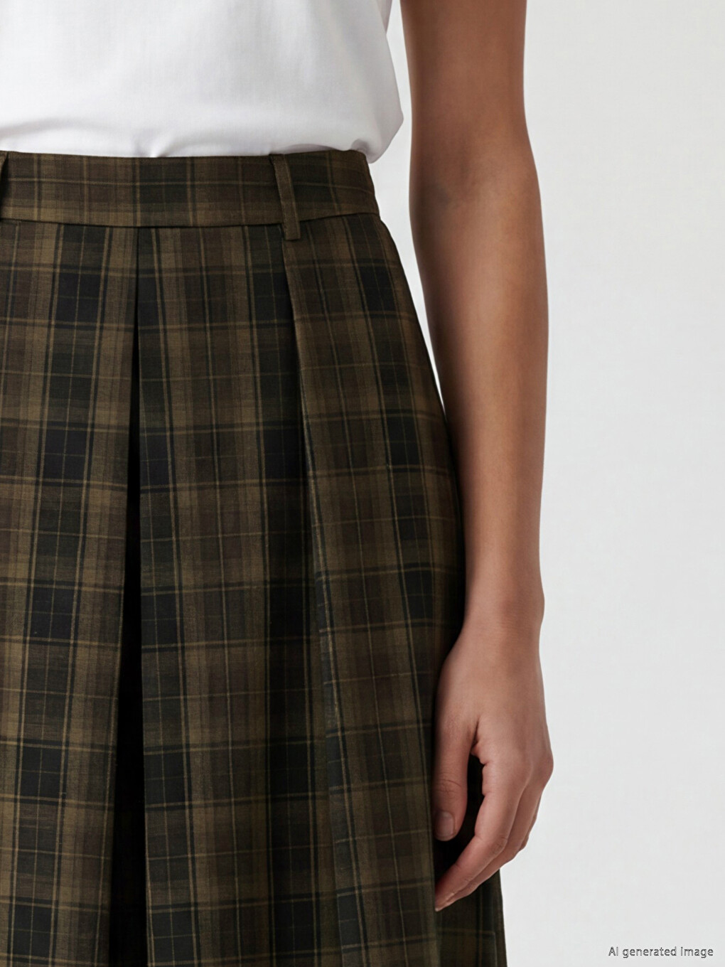 Normal Waist Plaid Patterned Pleated Skirt-2