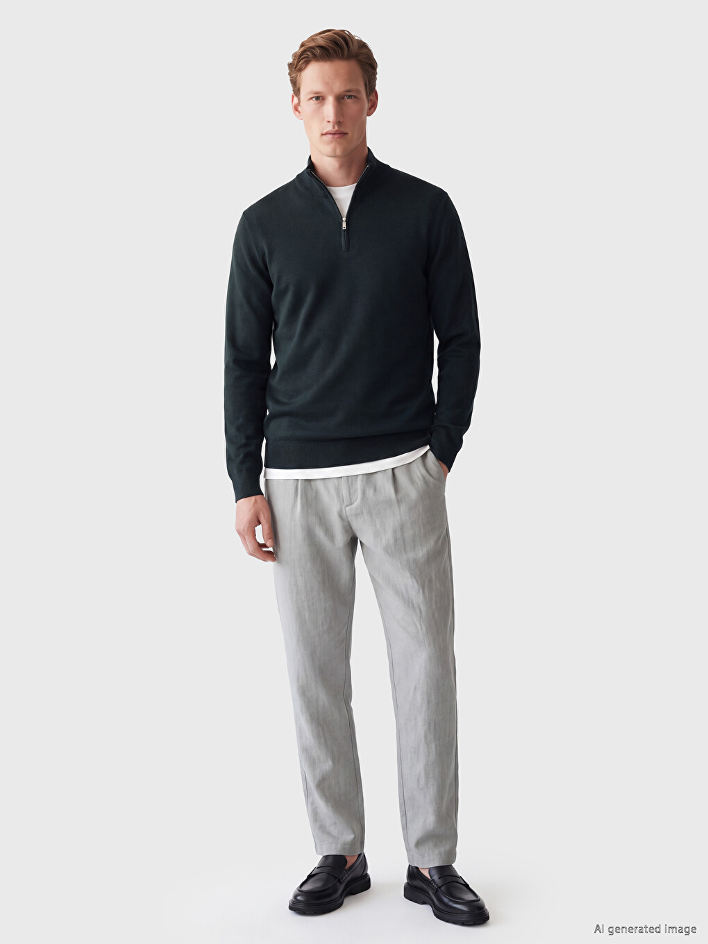 Mock Neck Men's Knitwear Sweater