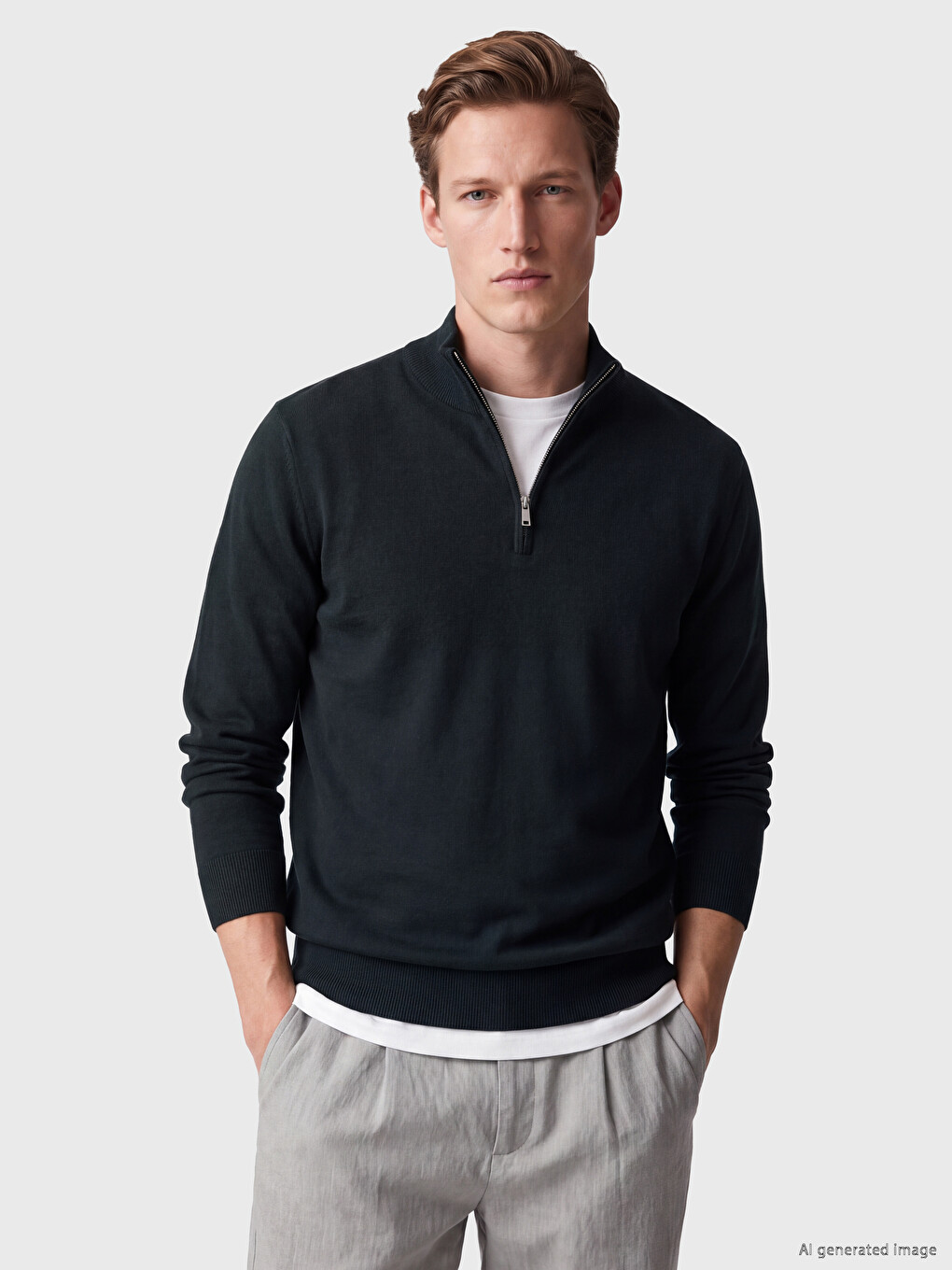 Mock Neck Men's Knitwear Sweater-1