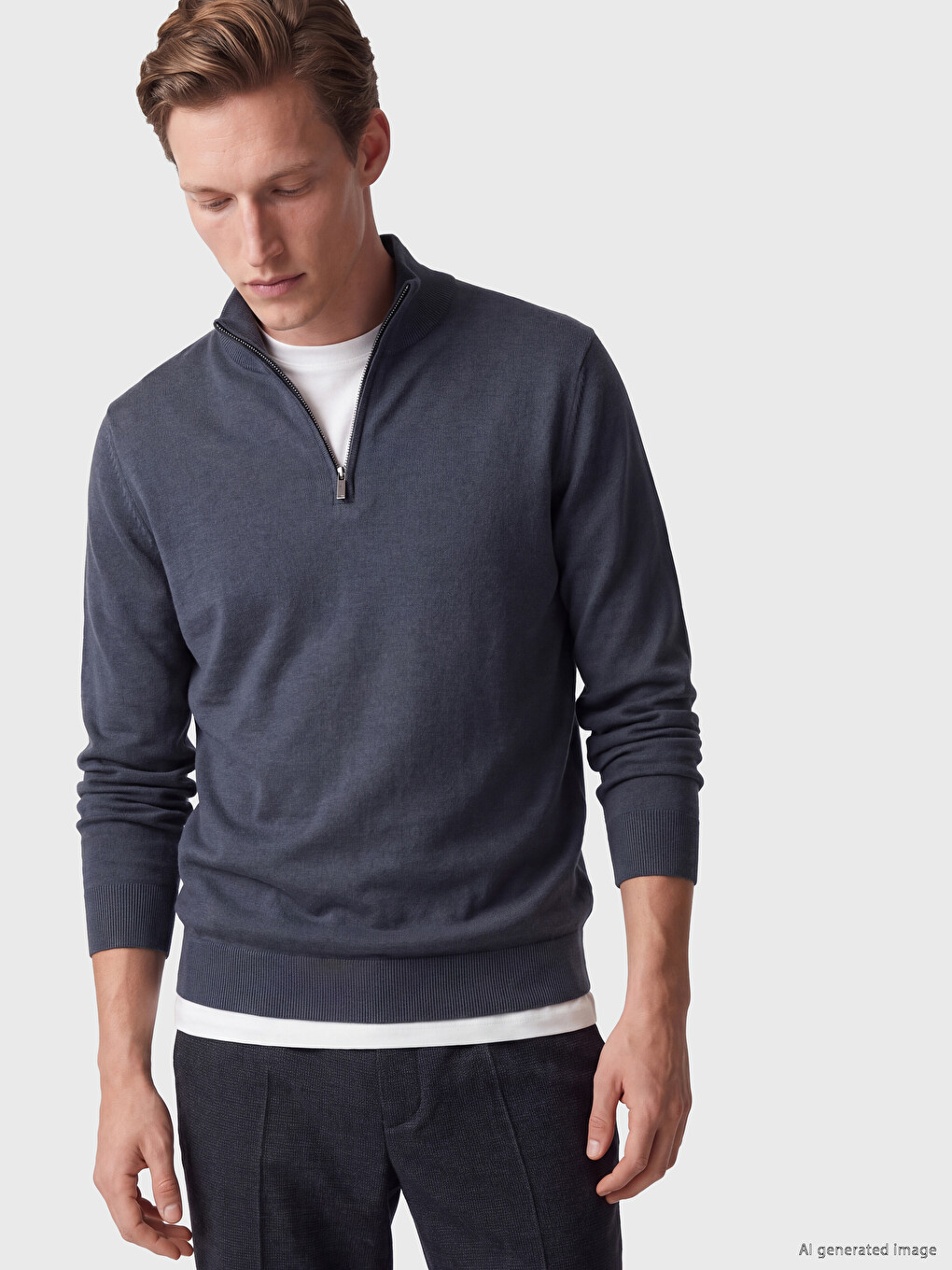 Mock Neck Men's Knitwear Sweater-1