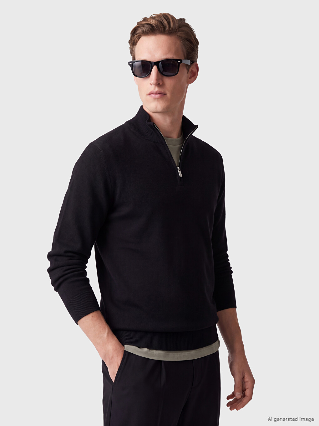 Mock Neck Men's Knitwear Sweater