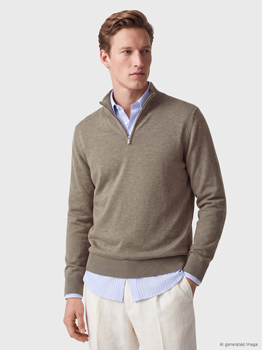 Mock Neck Men's Knitwear Sweater