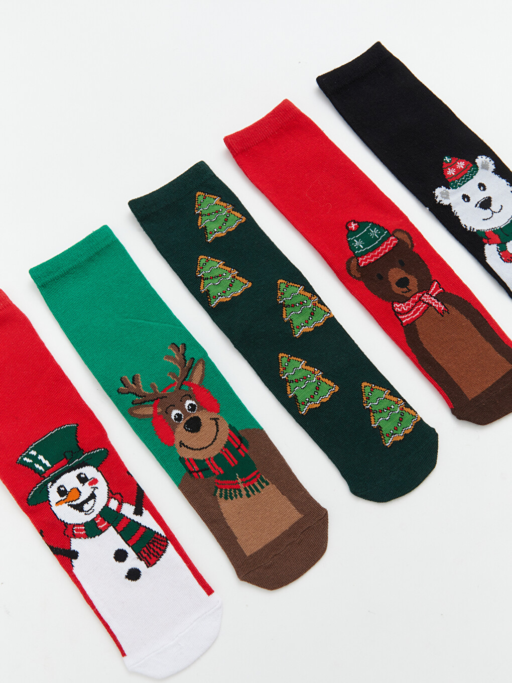 New Year Themed Patterned Boys' Ankle Socks 5 Pack-1