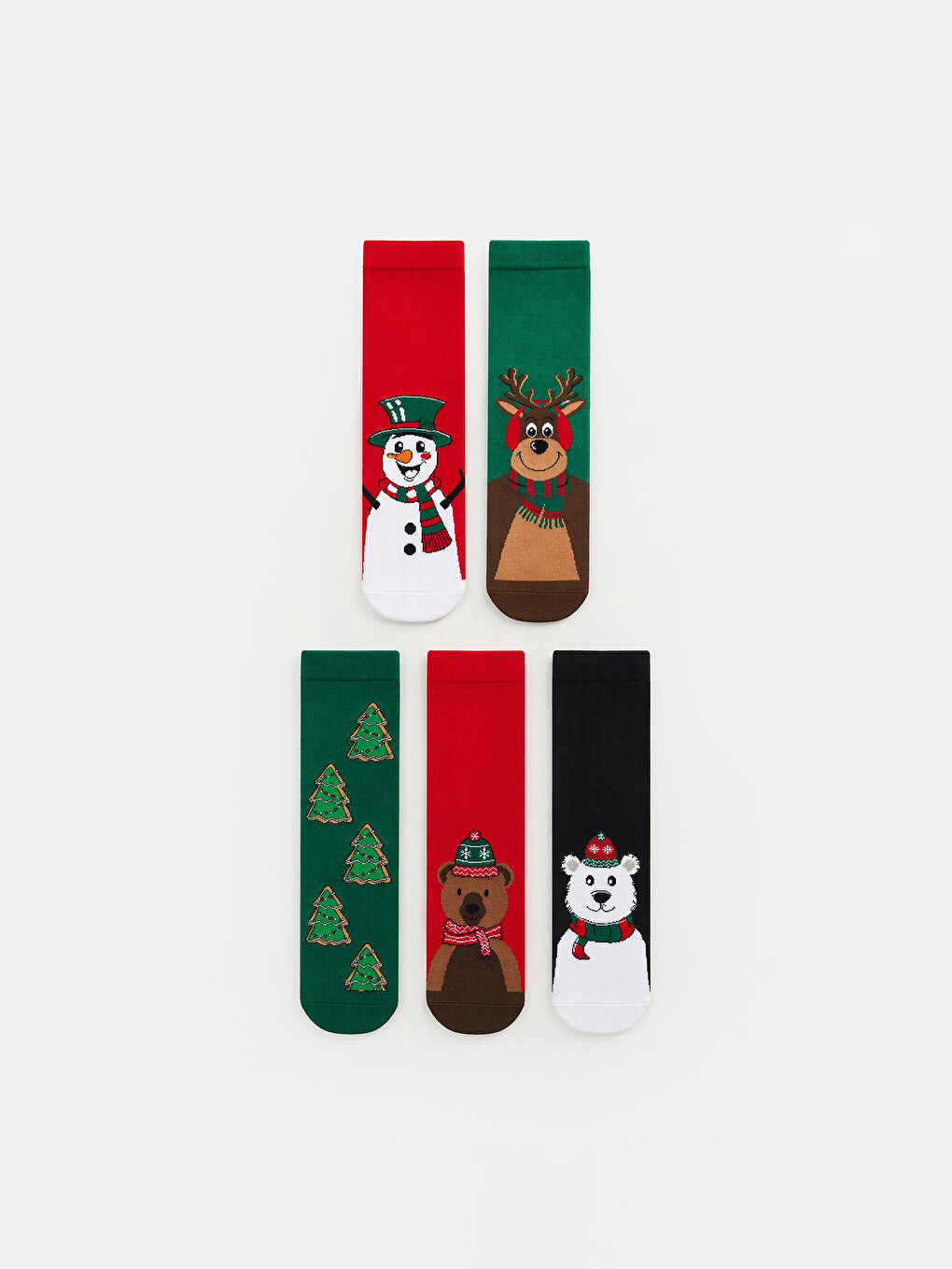 New Year Themed Patterned Boys' Ankle Socks 5 Pack