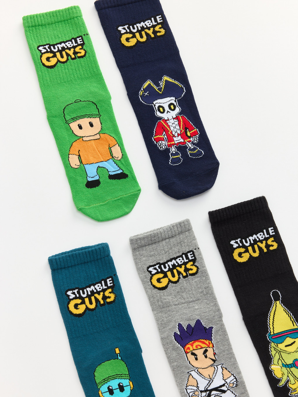 Karışık Stumble Guys Erkek Çocuk Soket Çorap 5'li-1
