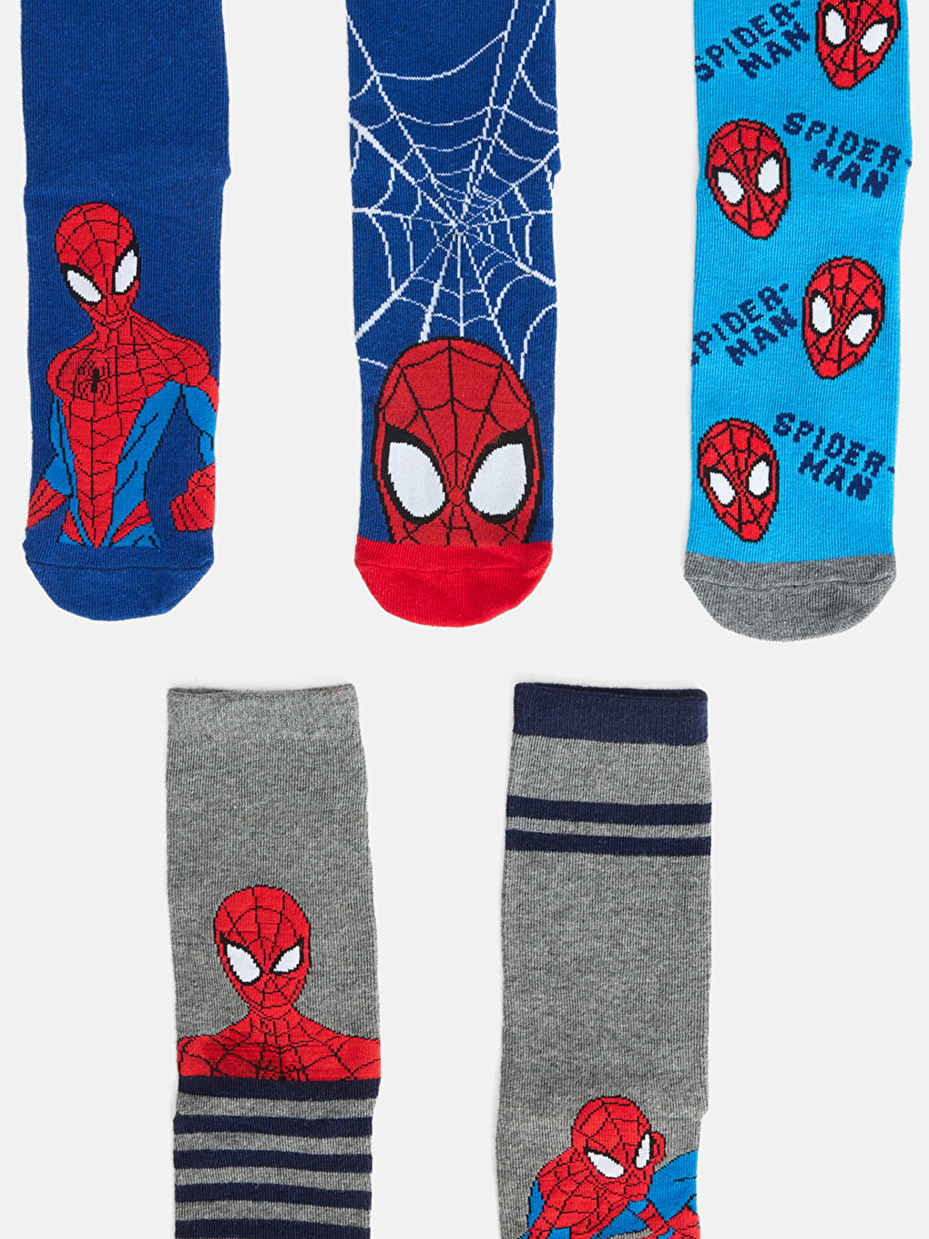 Karışık Spider-man Desenli Erkek Çocuk Soket Çorap 5'li-1
