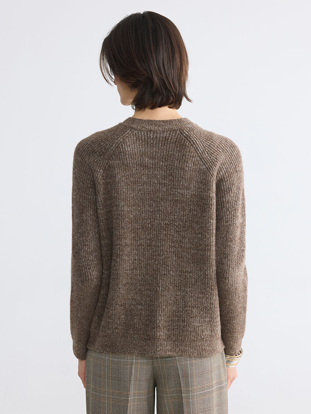 Kahverengi Bisiklet Yaka Kadın Triko Kazak-3