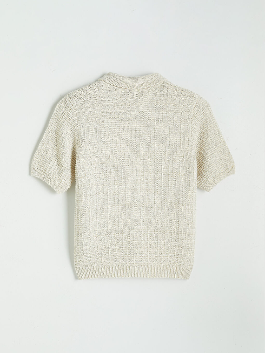 Beyaz Polo Yaka Kadın Triko Hırka-1