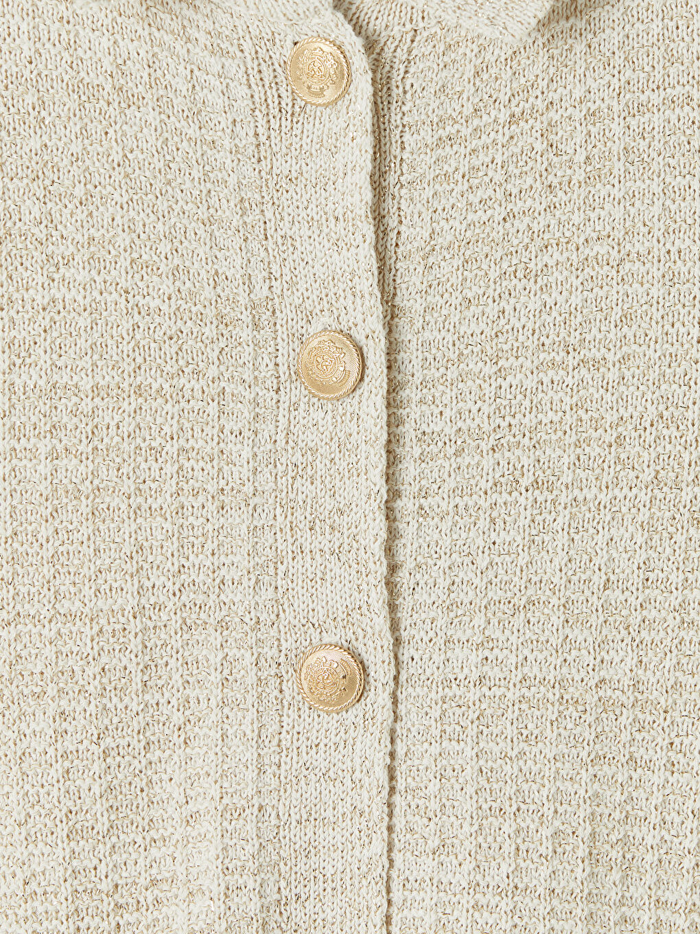 Beyaz Polo Yaka Kadın Triko Hırka-2