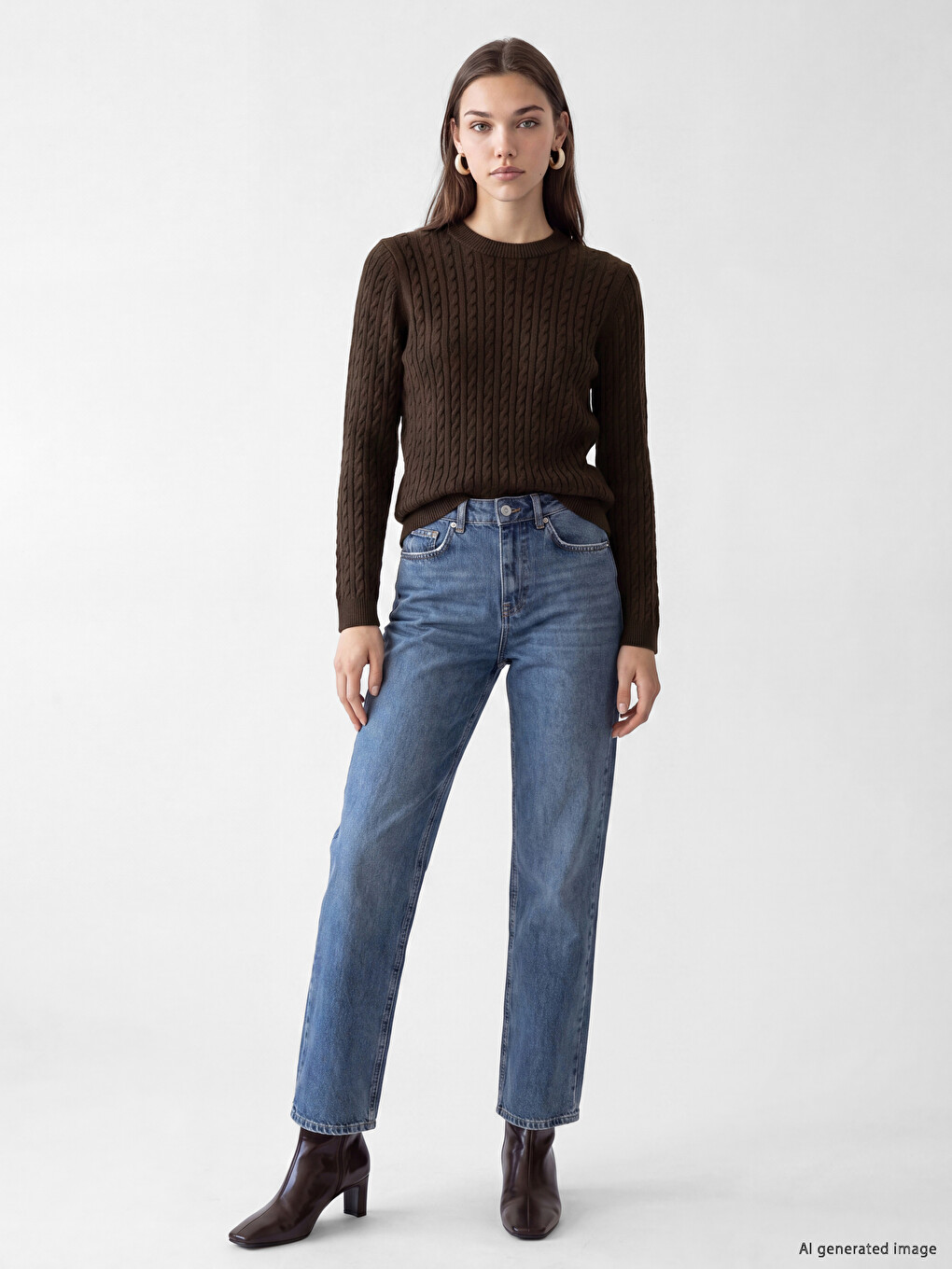 Cable Knit Patterned Women's Knitwear Sweater-1