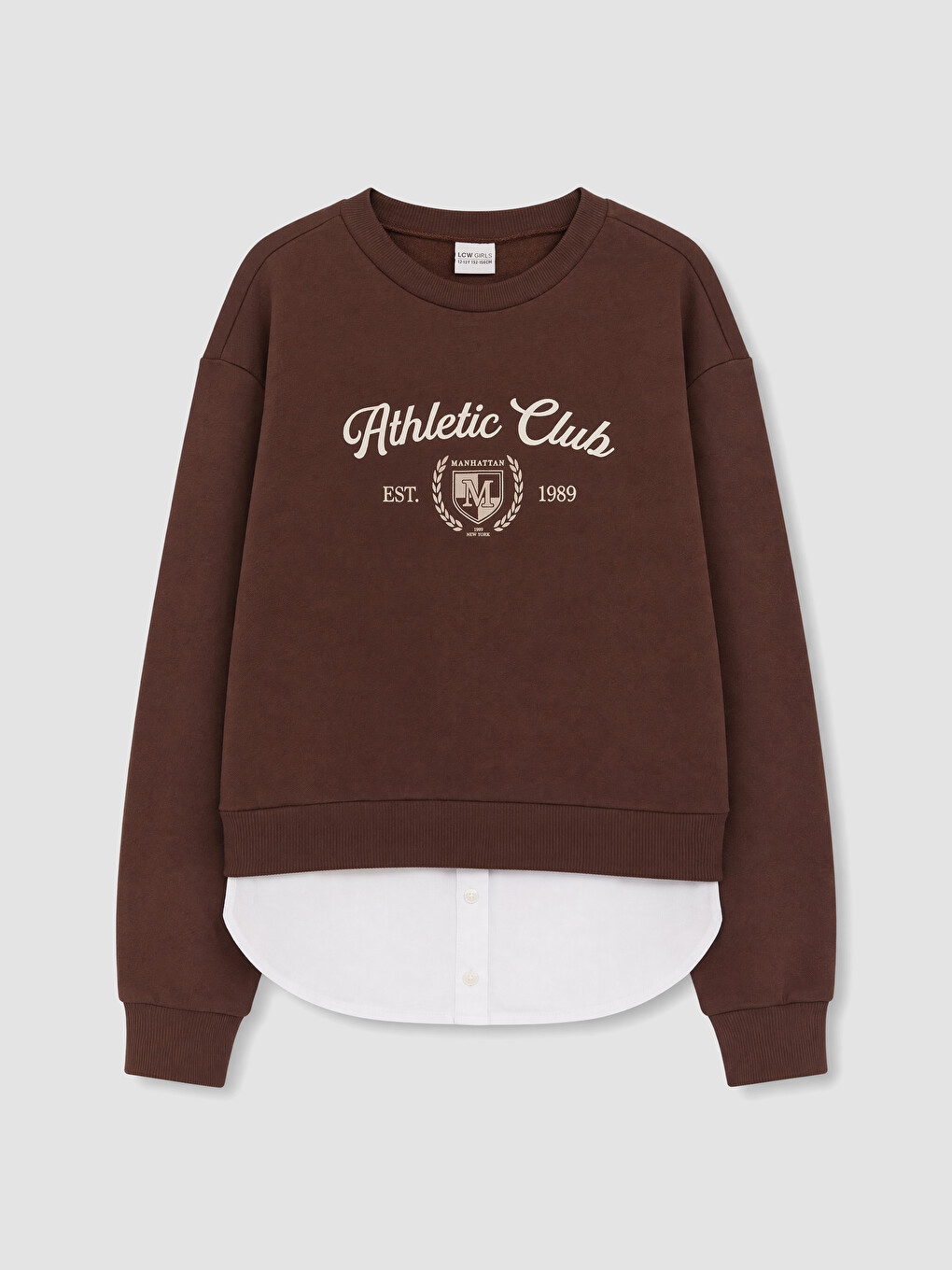 Crew Neck Printed Girls' Thick Sweatshirt