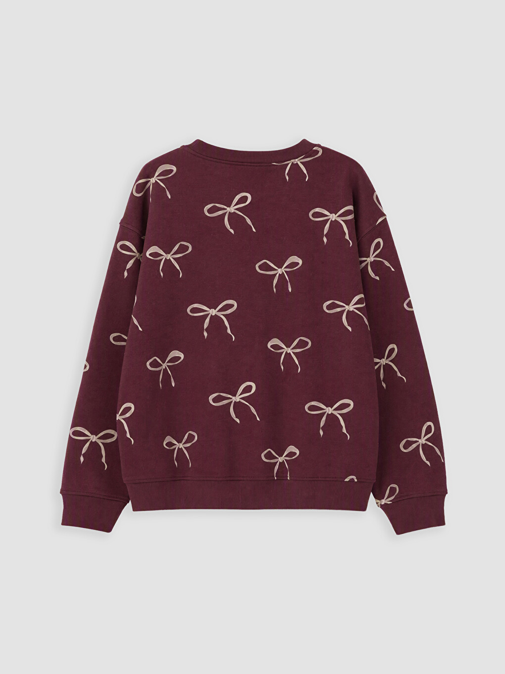 Crew Neck Bow Printed Girl Sweatshirt