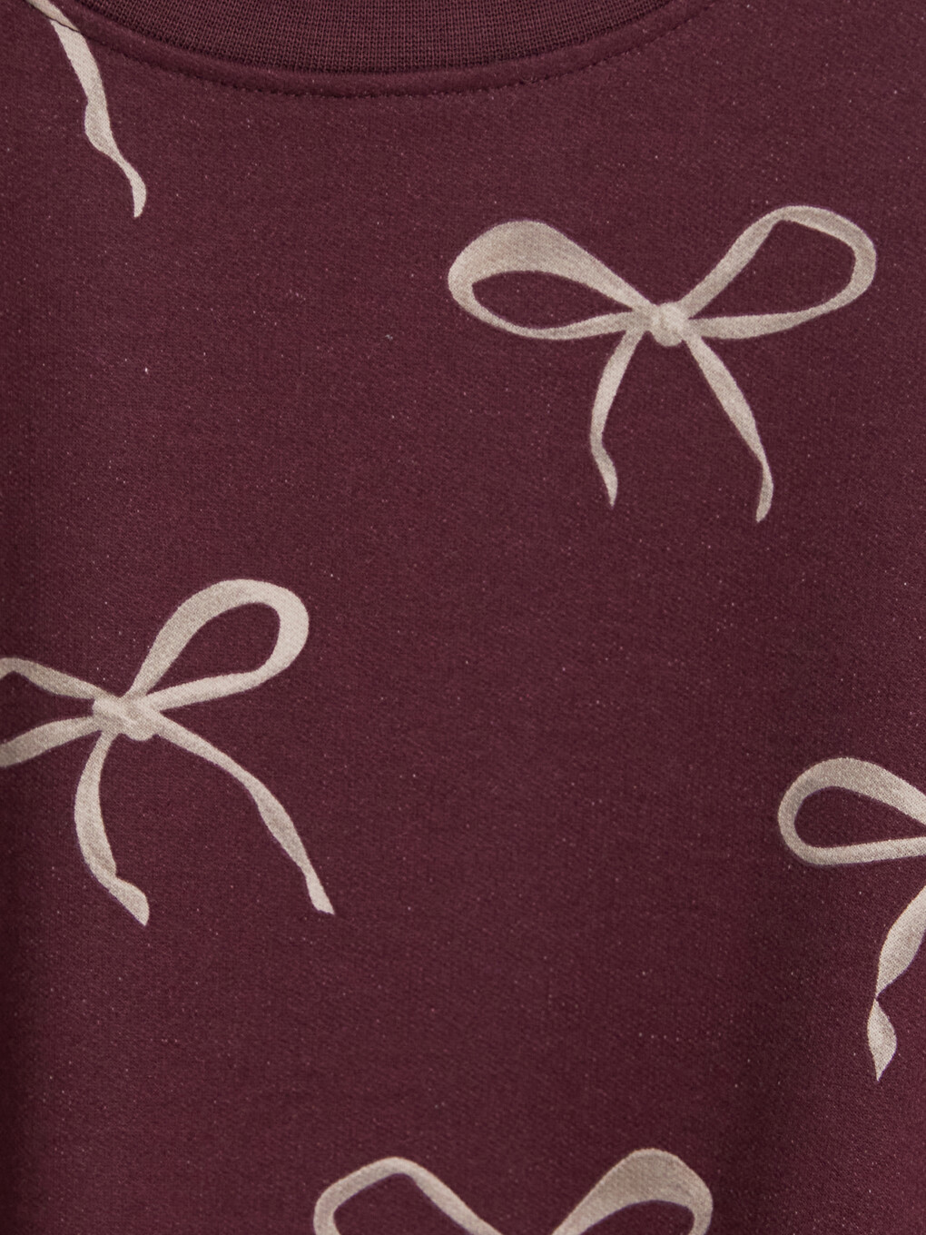 Crew Neck Bow Printed Girl Sweatshirt-1