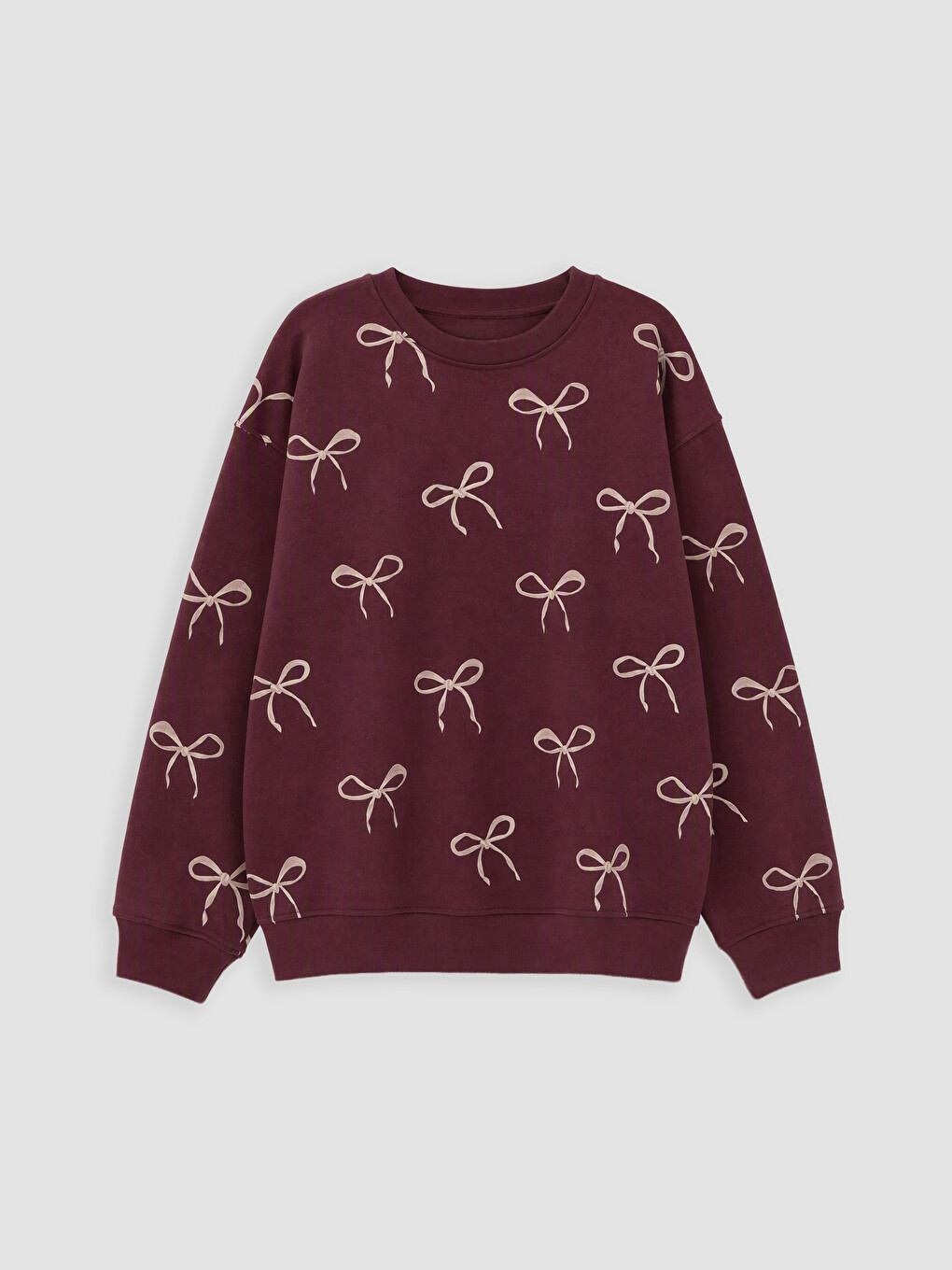 Crew Neck Bow Printed Girl Sweatshirt-2