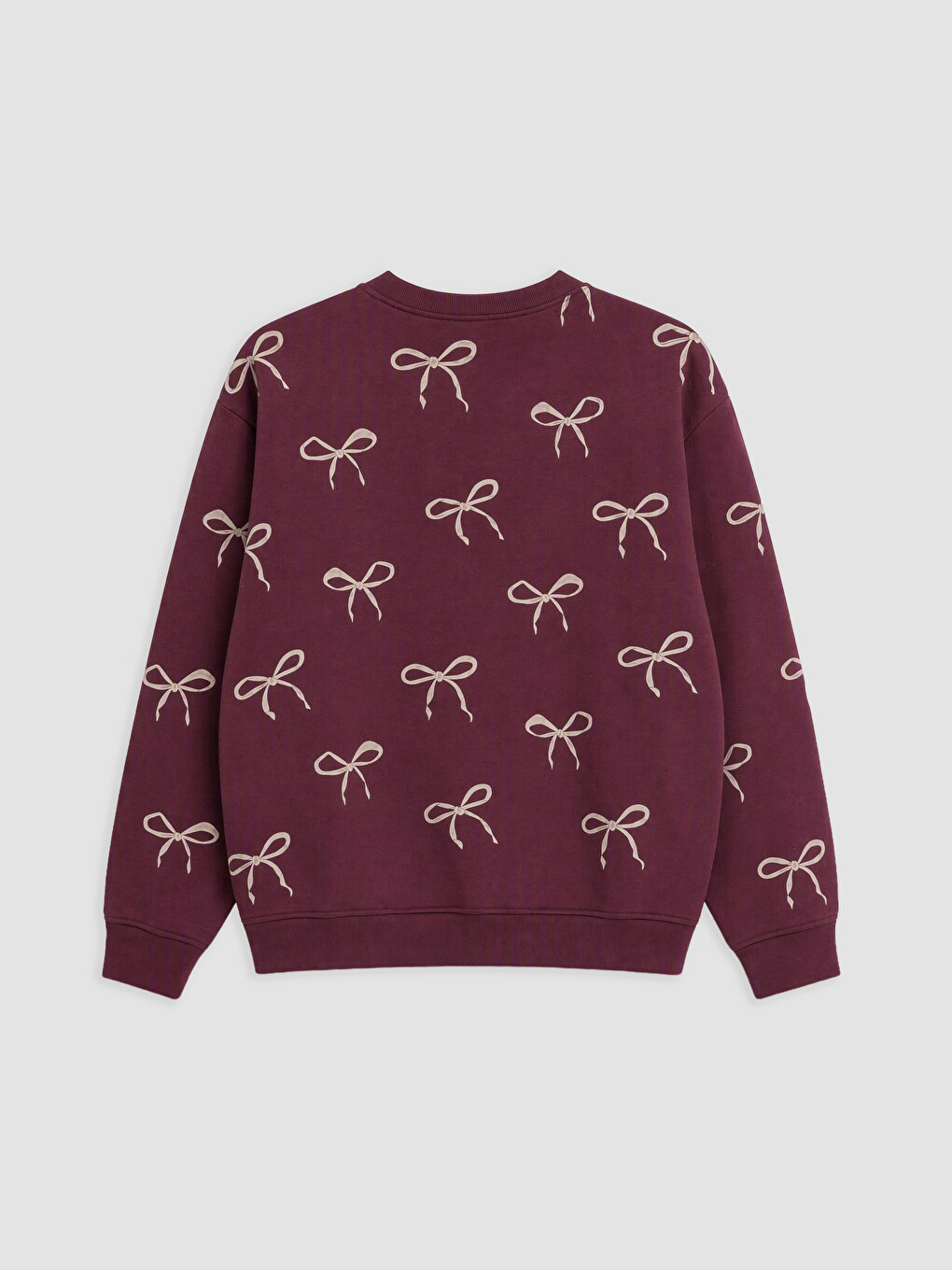 Crew Neck Bow Printed Girl Sweatshirt-1