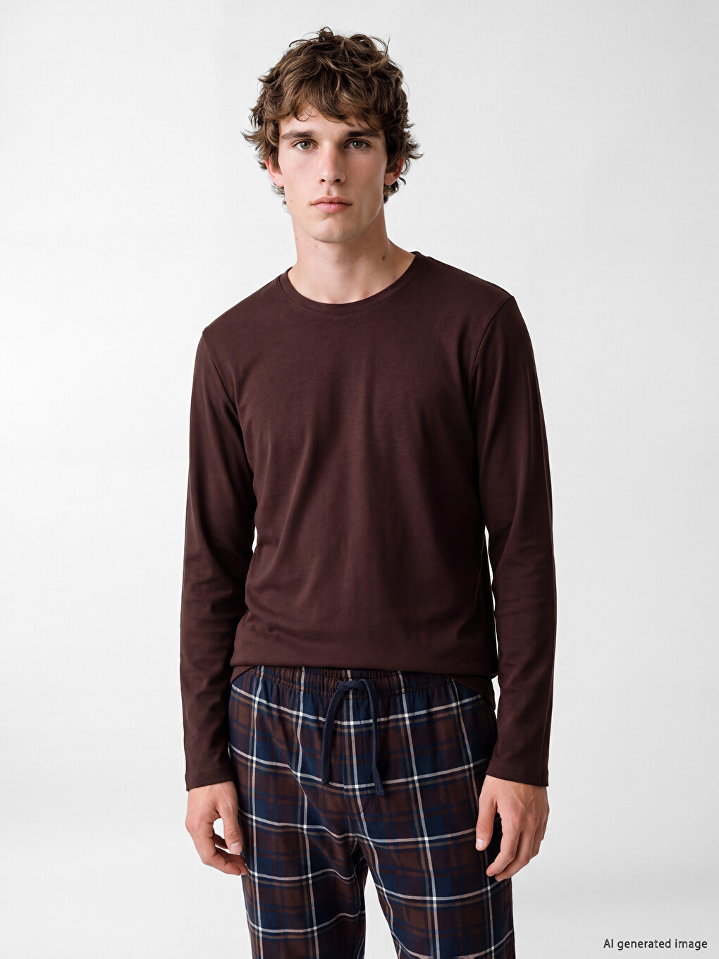 Mürdüm Ekose Erkek Pijama Takımı-1