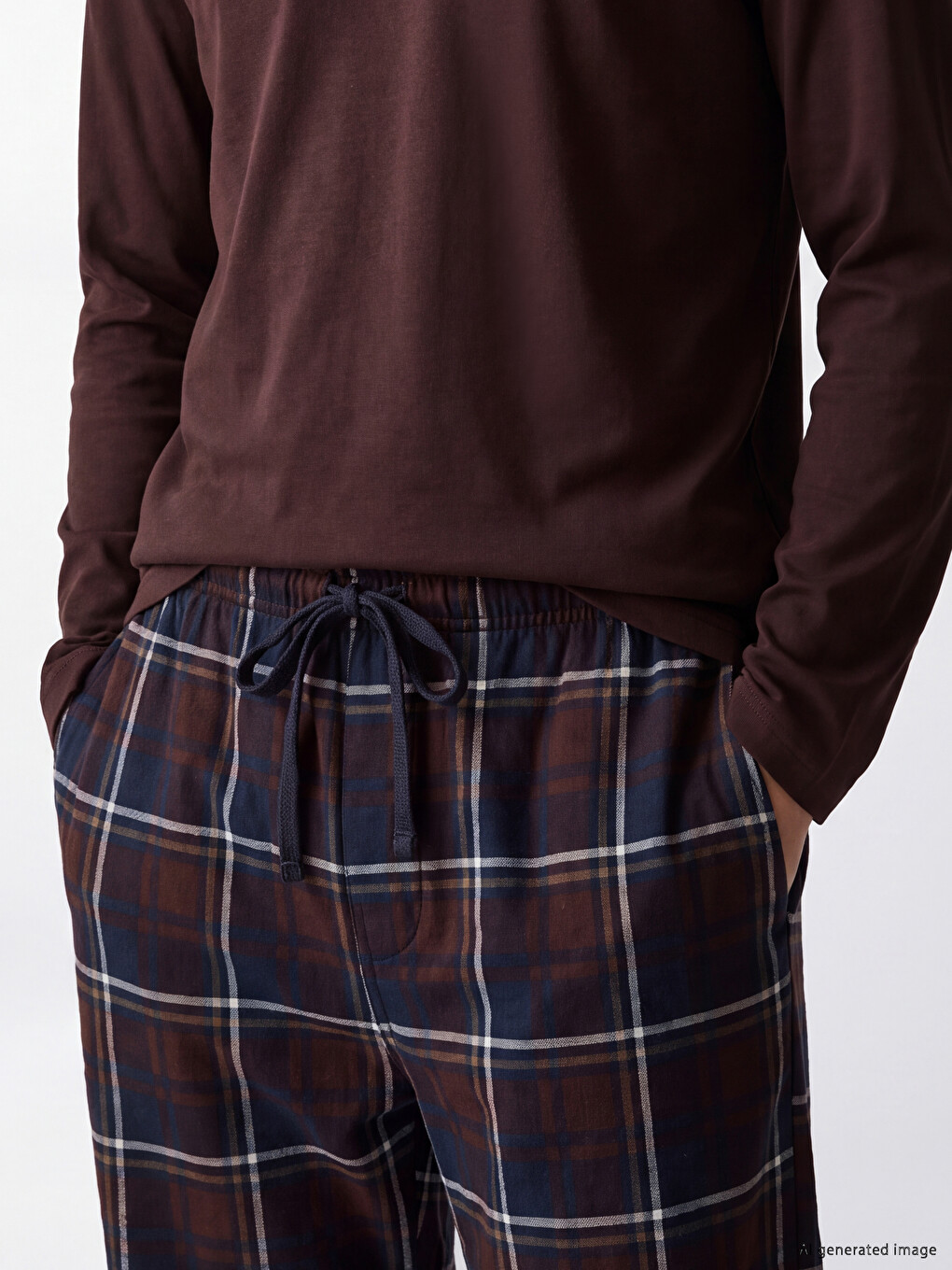 Mürdüm Ekose Erkek Pijama Takımı-2
