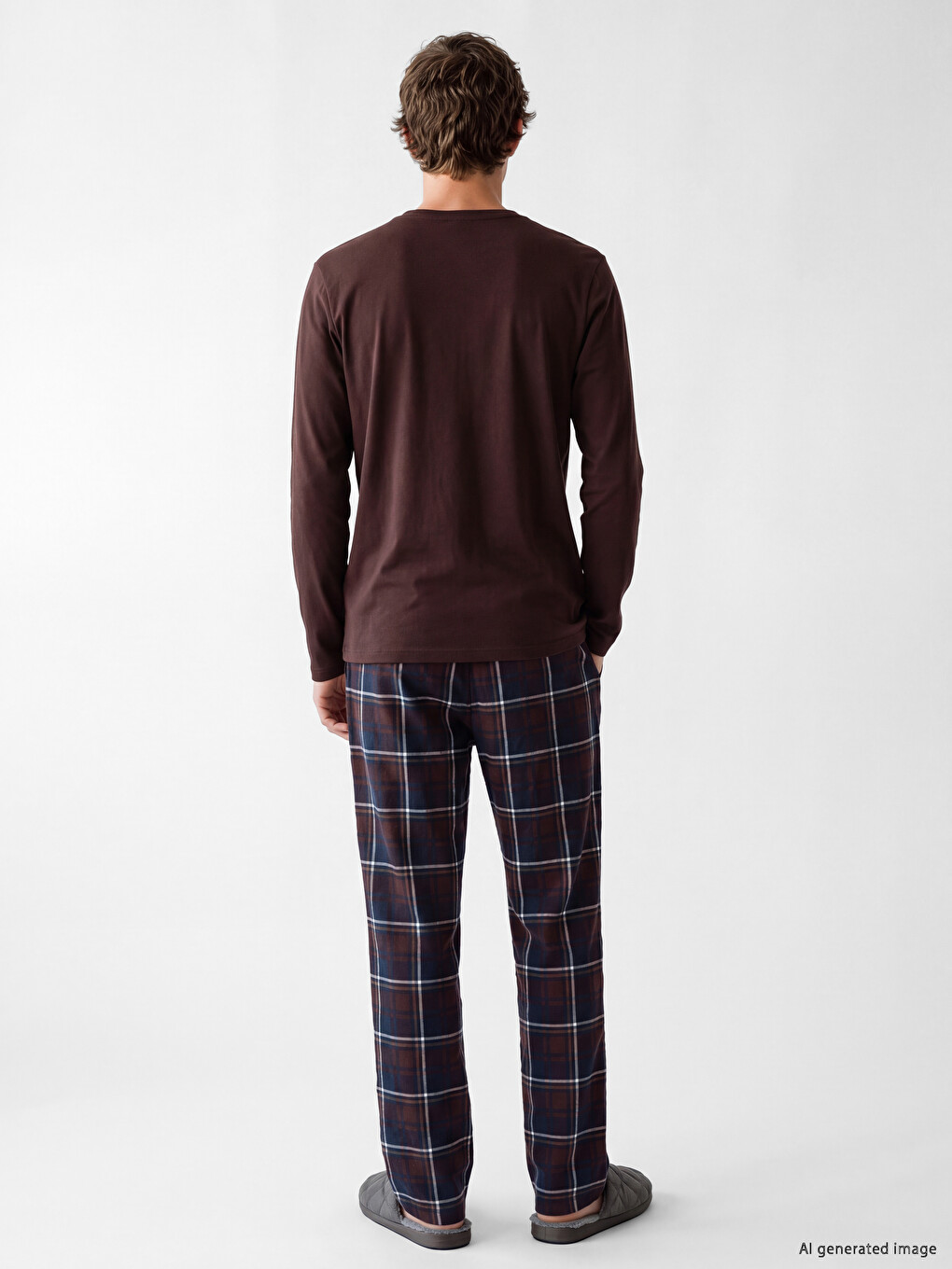 Mürdüm Ekose Erkek Pijama Takımı-3