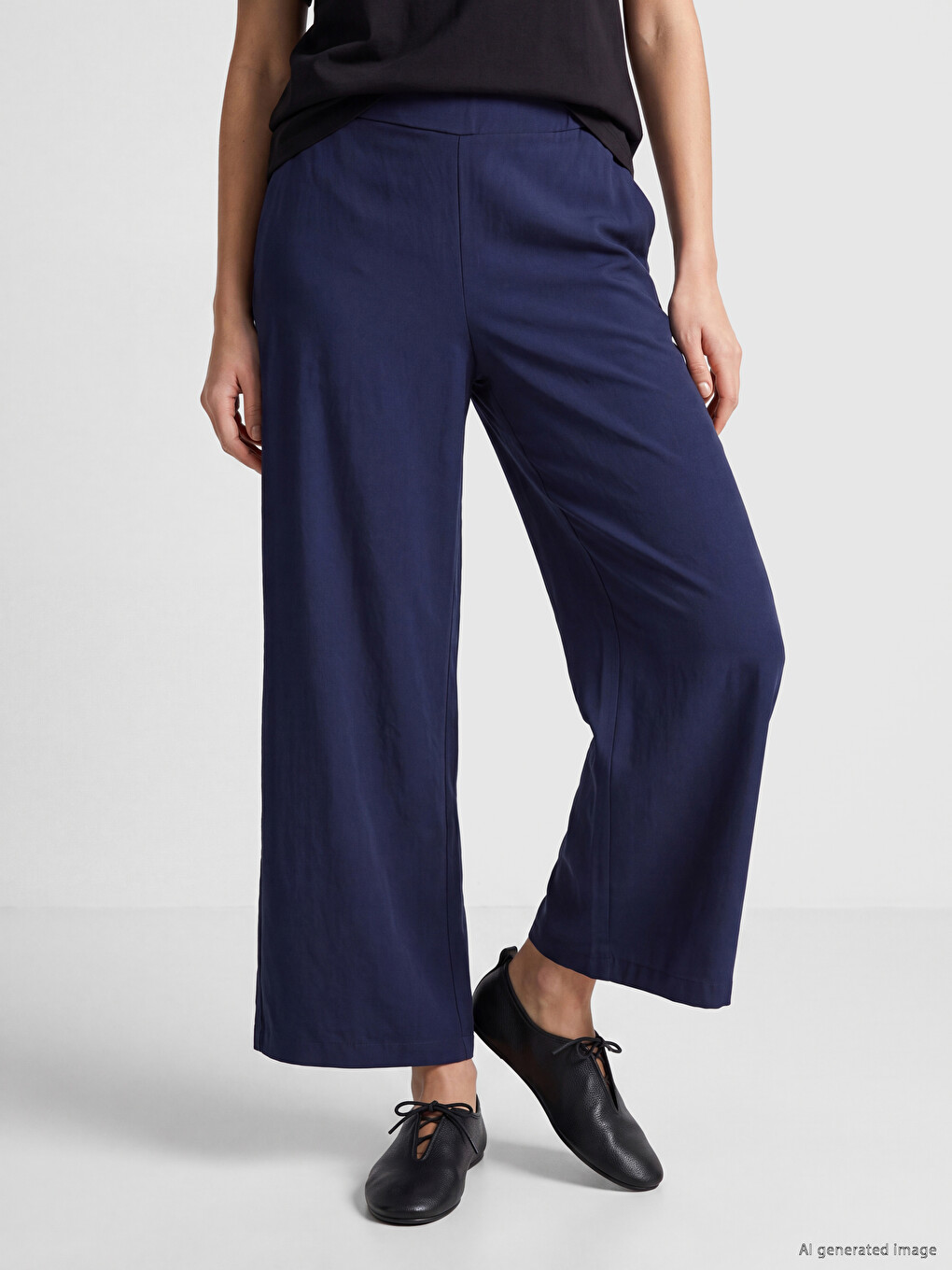 Elastic Waist Wide Leg Women's Trousers-1