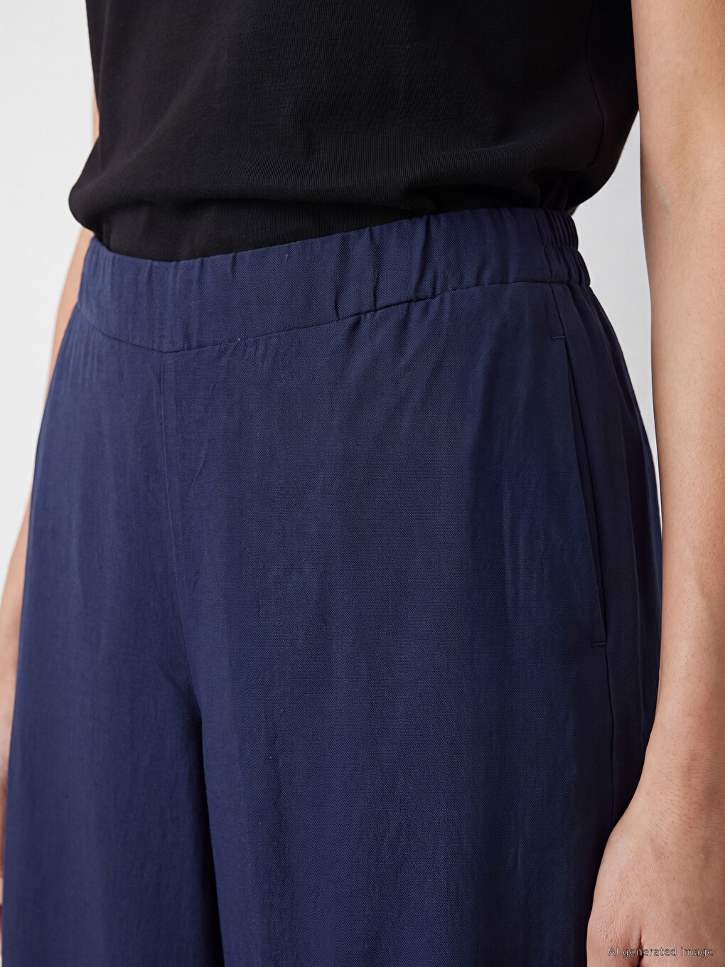 Elastic Waist Wide Leg Women's Trousers-2