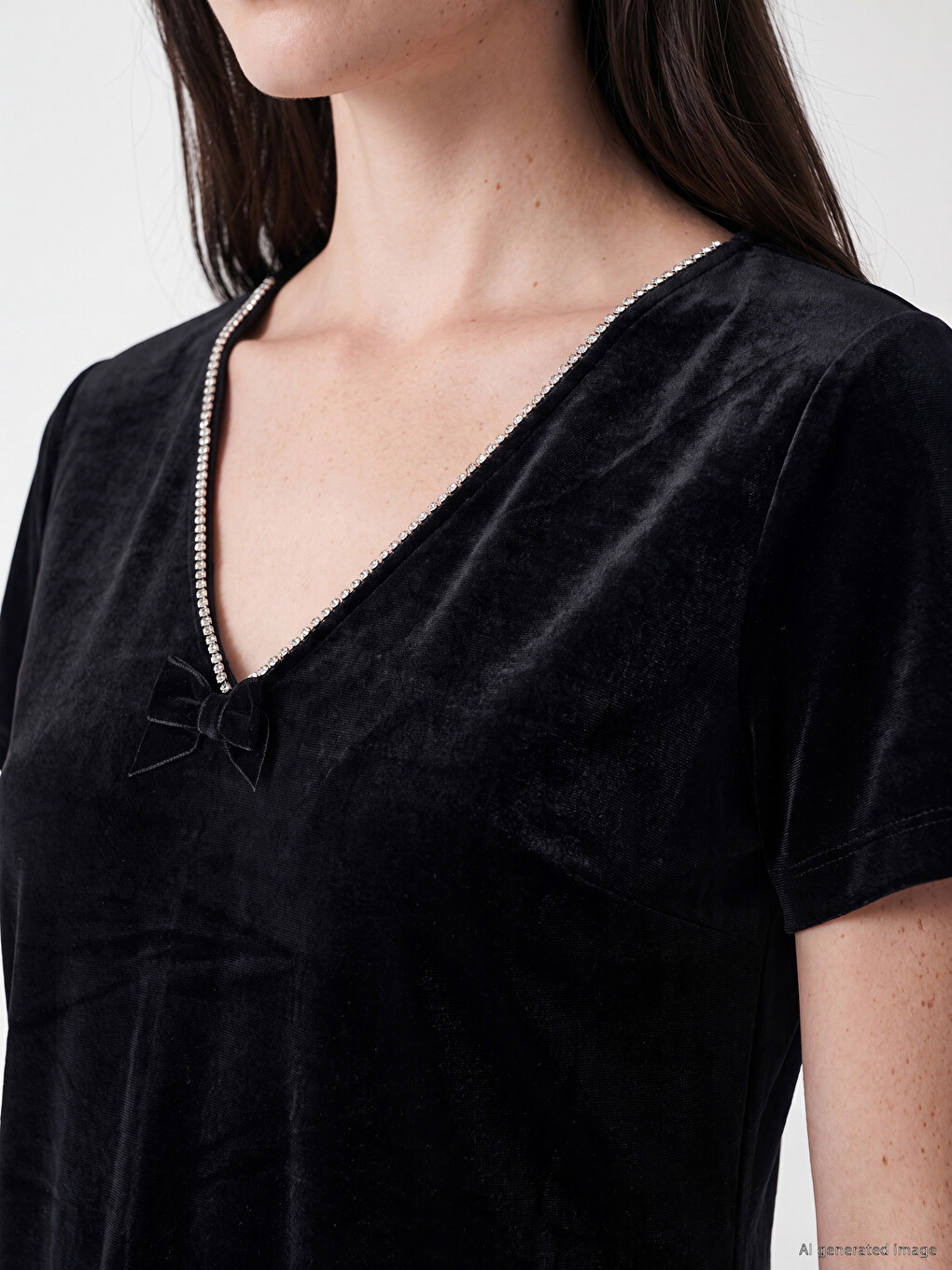 V Neck Velvet Mini Dress-1