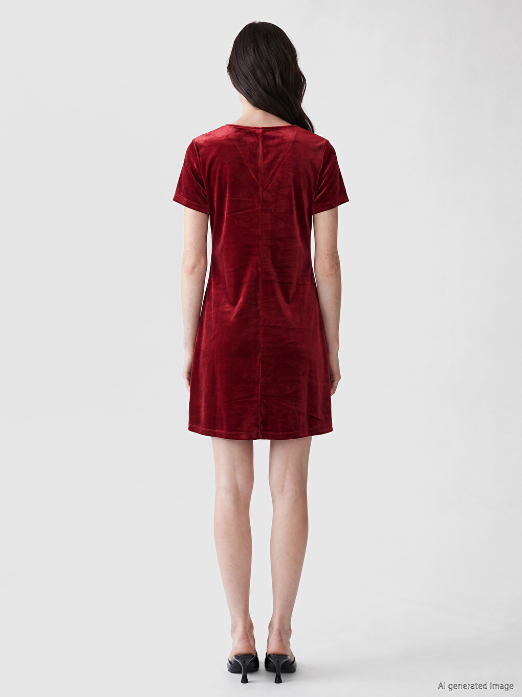 V Neck Velvet Mini Dress-2