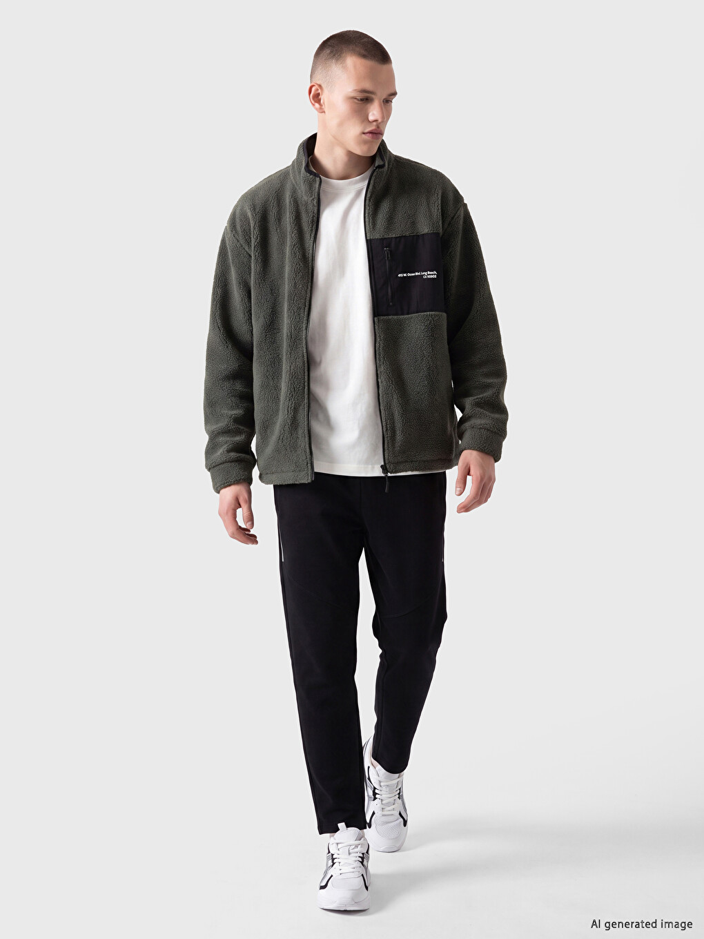 Mock Neck Men's Plush Zip-up Sweatshirt-1