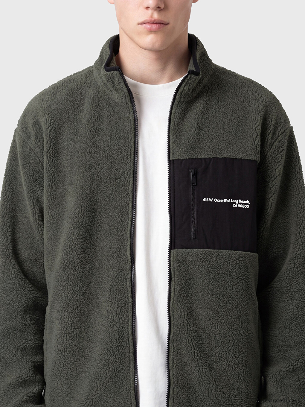 Mock Neck Men's Plush Zip-up Sweatshirt-2