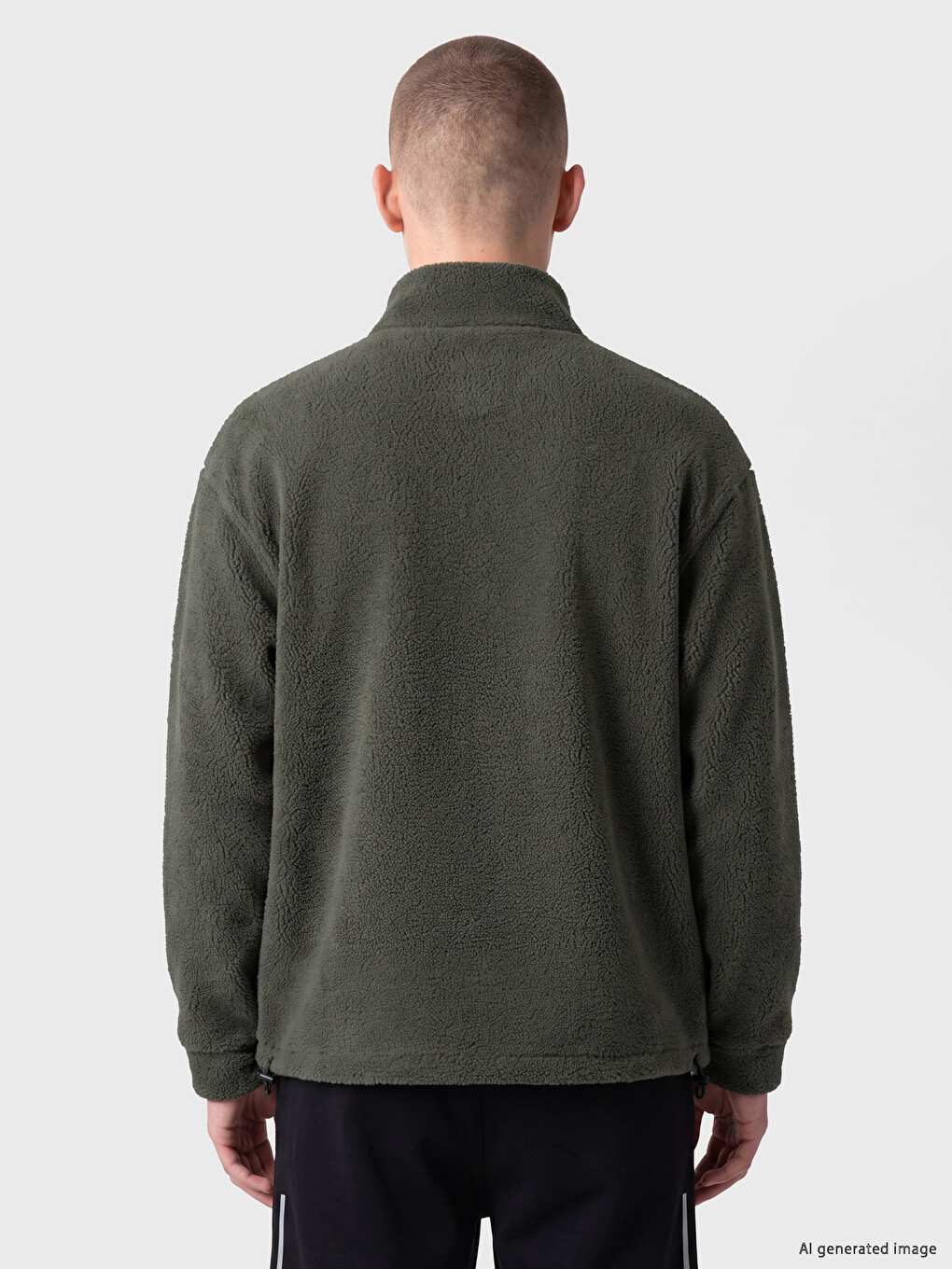 Mock Neck Men's Plush Zip-up Sweatshirt-3