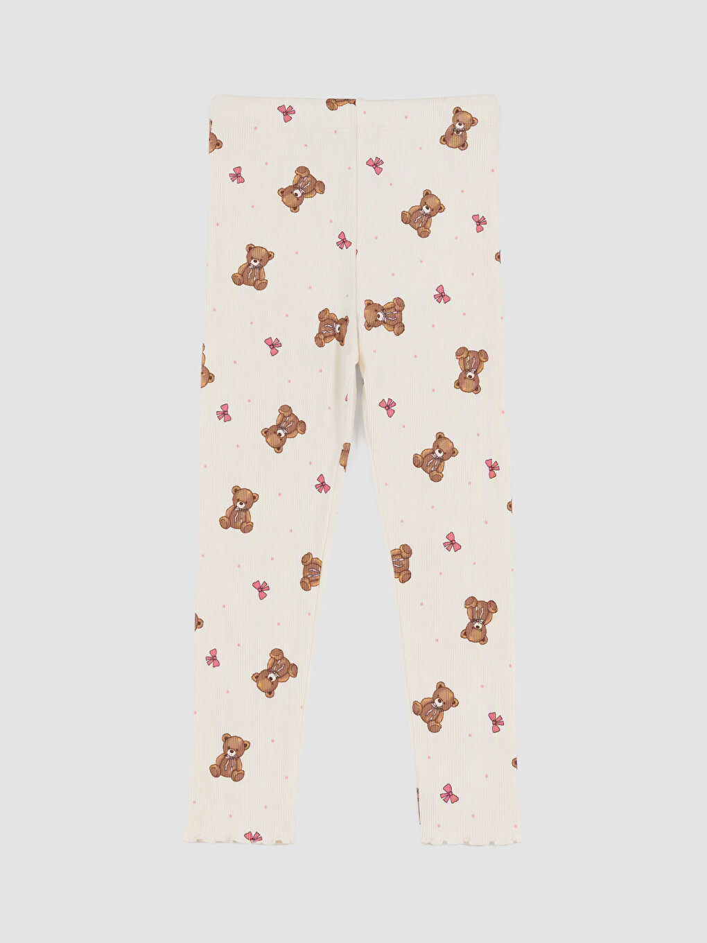 Ekru Bisiklet Yaka Kız Çocuk Pijama Takım-4