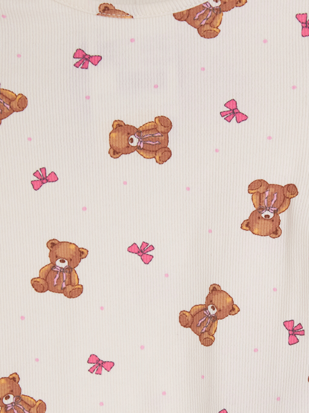Ekru Bisiklet Yaka Kız Çocuk Pijama Takım-5