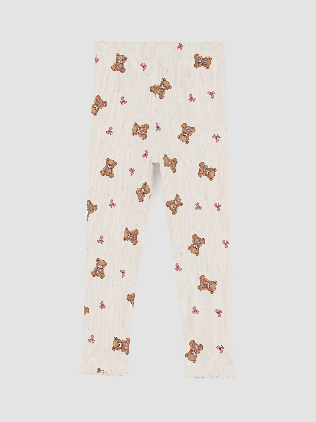 Ekru Bisiklet Yaka Kız Çocuk Pijama Takım-6