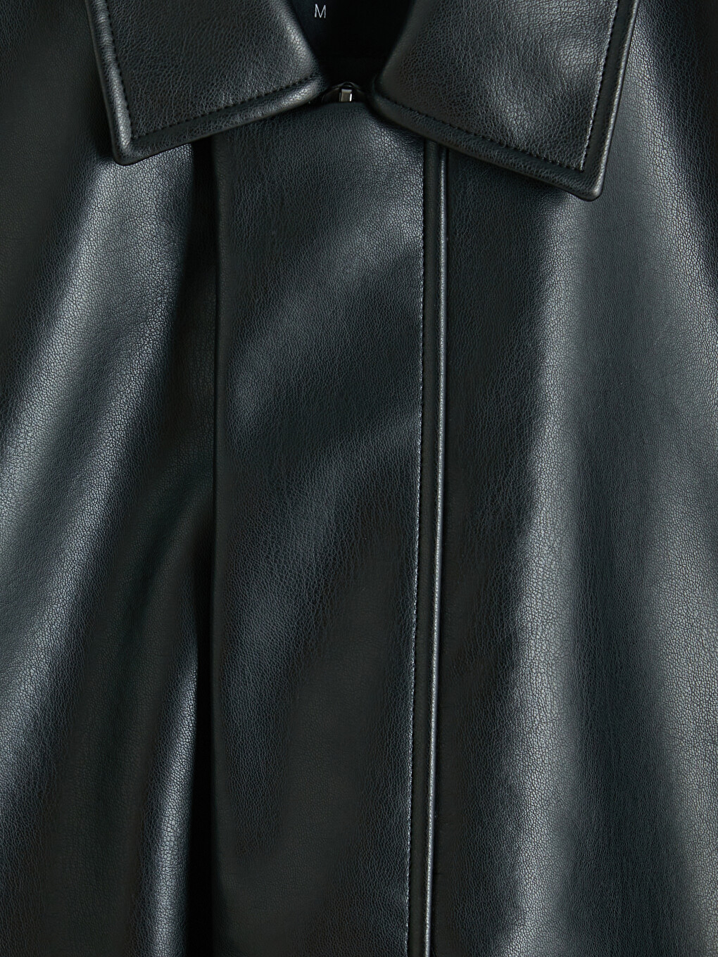 Regular Fit Shirt Collar Men's Leather Look Coat-6