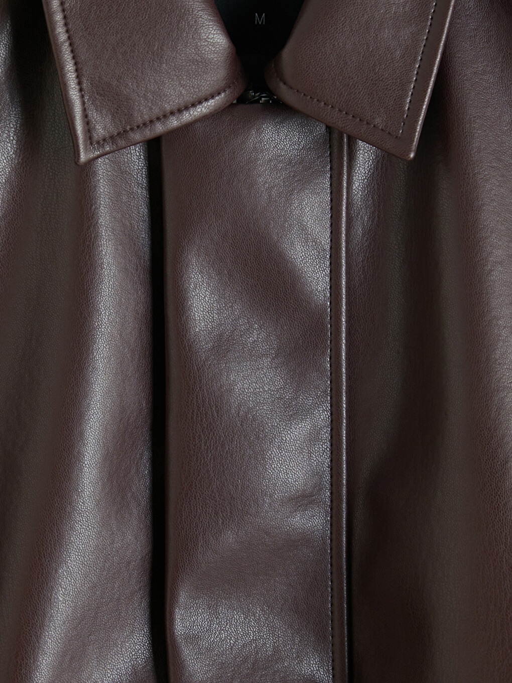 Regular Fit Shirt Collar Men's Leather Look Coat-6