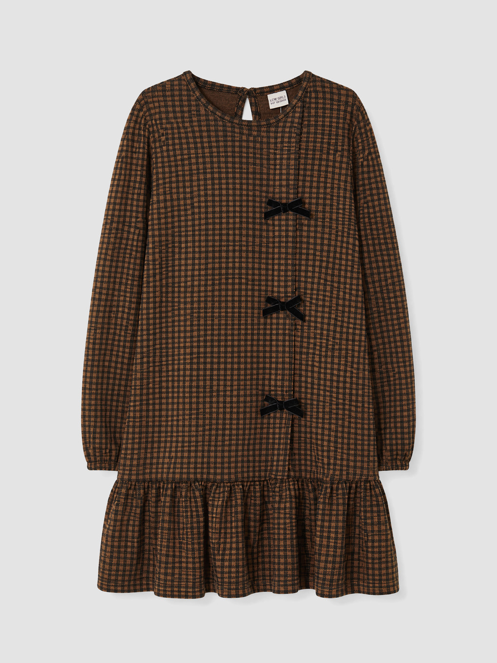 Bowed Plaid Girls' Dress-1