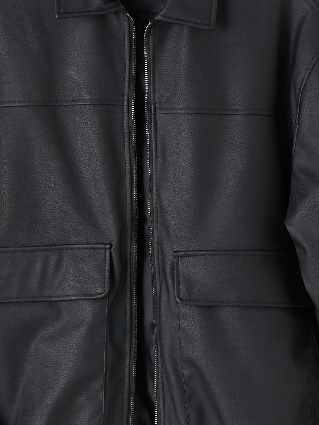 Regular Fit Men's Faux Leather Jacket-8