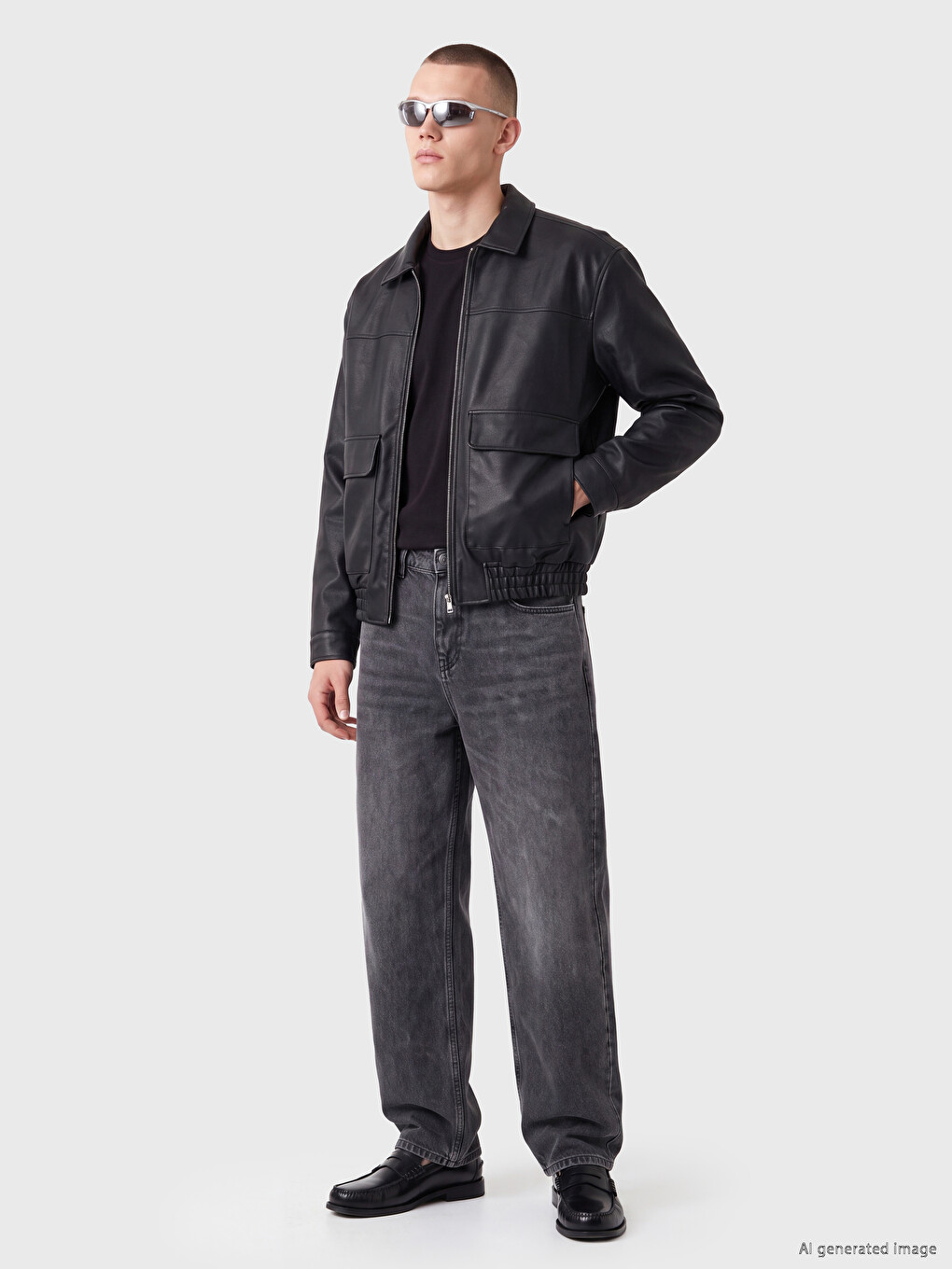 Regular Fit Men's Faux Leather Jacket-1