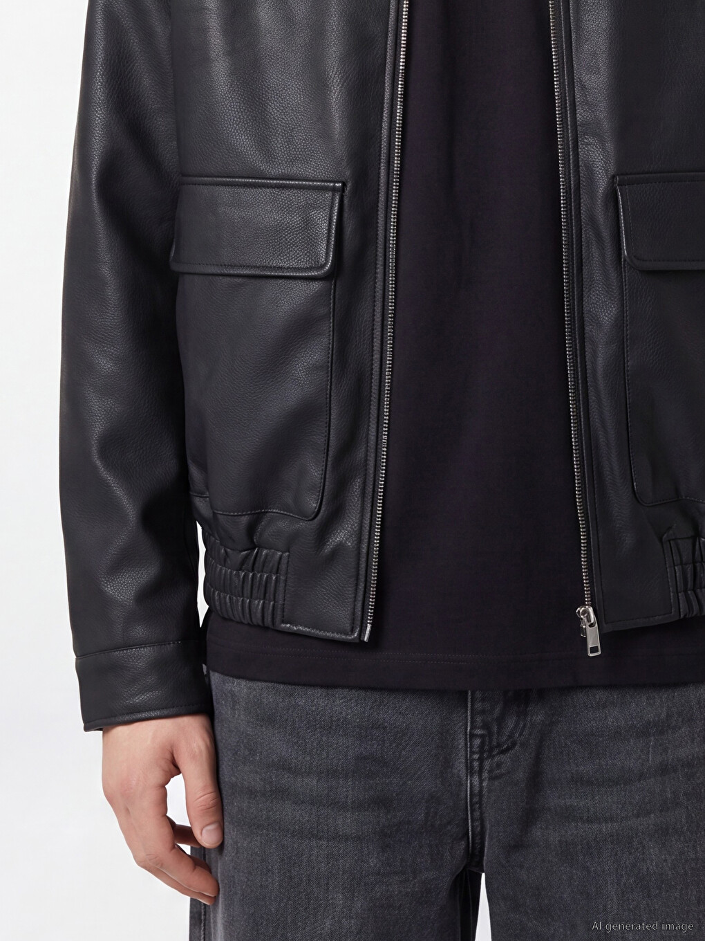 Regular Fit Men's Faux Leather Jacket-2