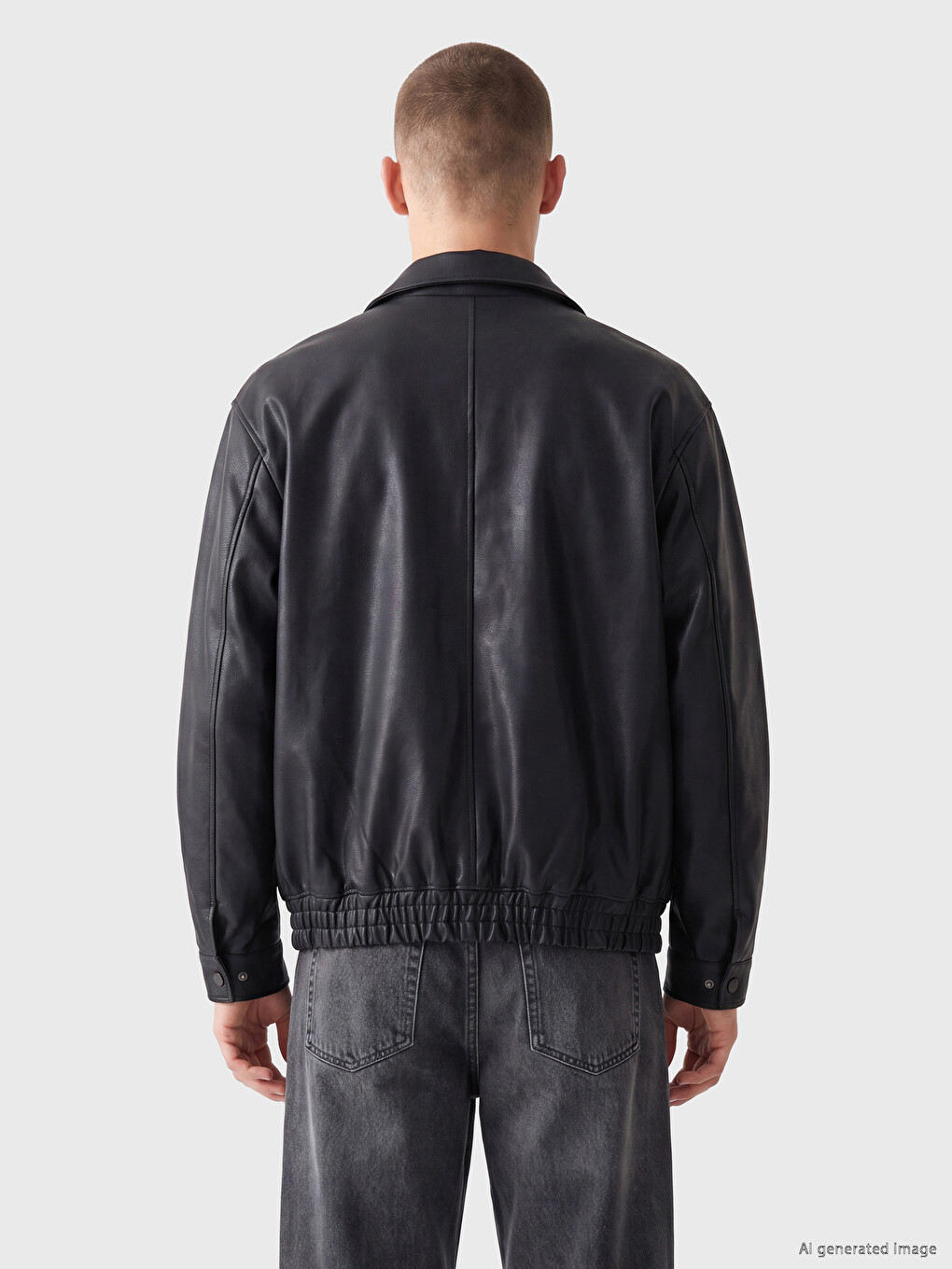Regular Fit Men's Faux Leather Jacket-4