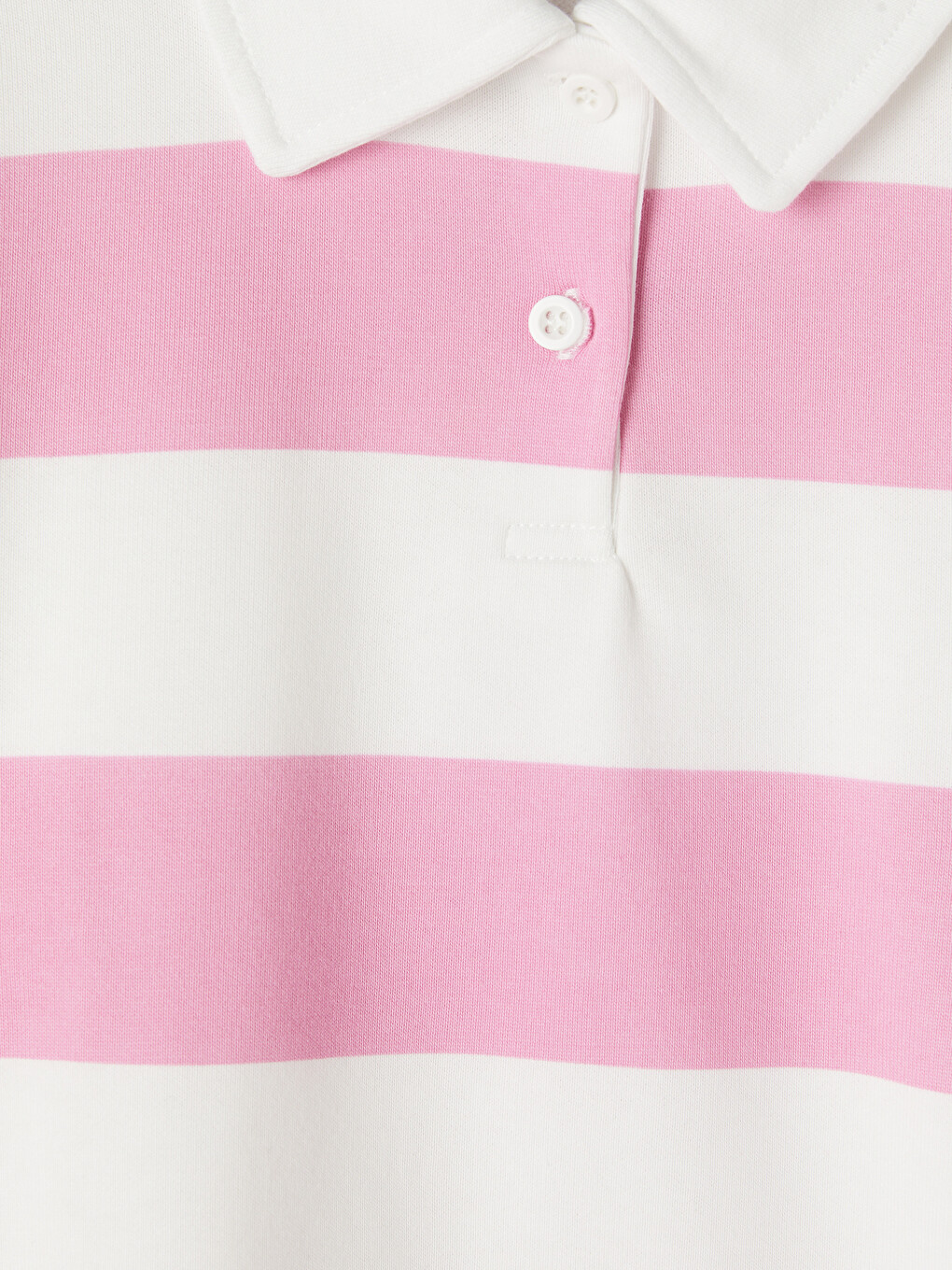 Pembe Polo Yaka Çizgili Kız Çocuk Sweatshirt-1
