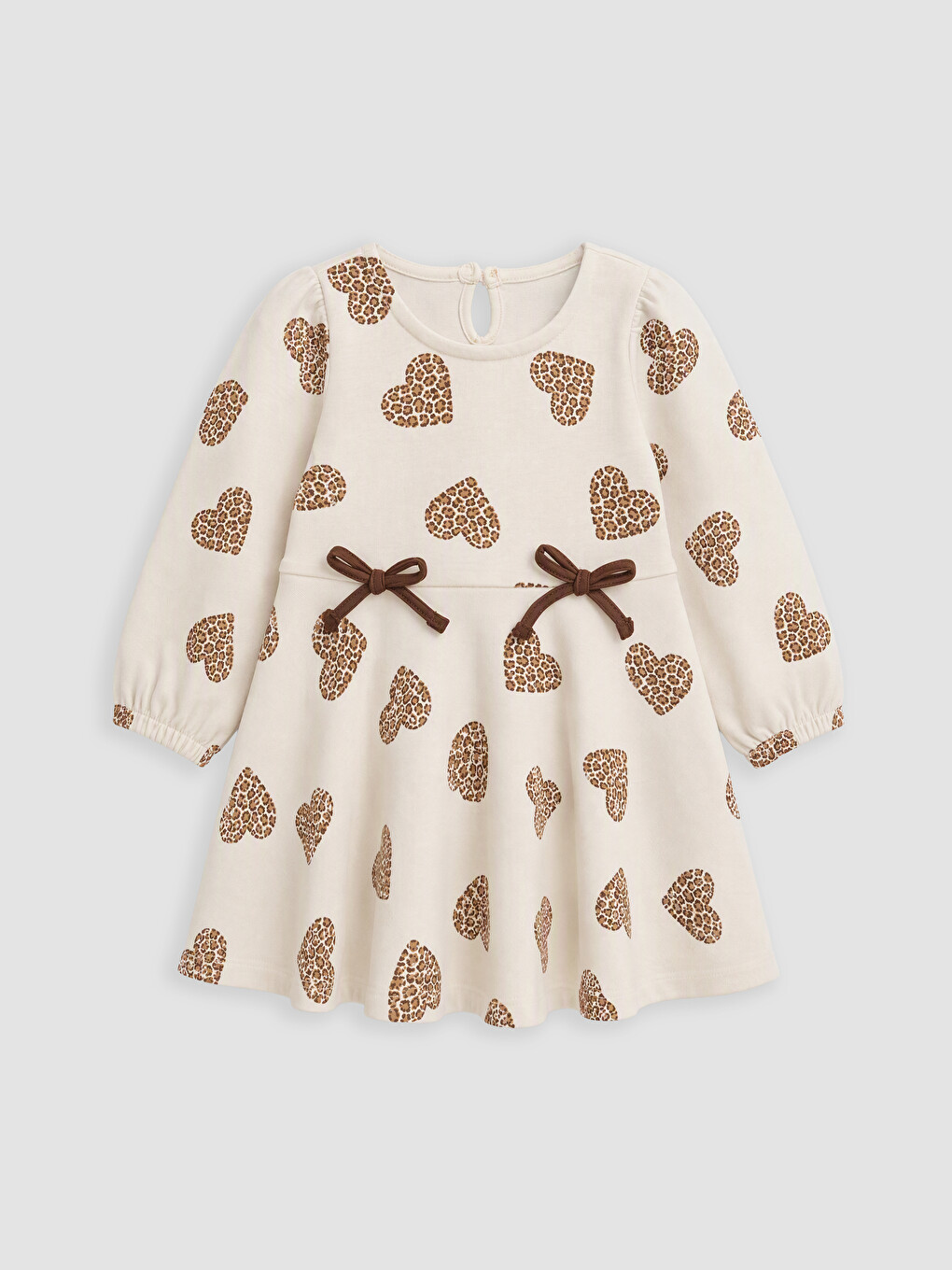 Bowed Heart Patterned Girls' Dress