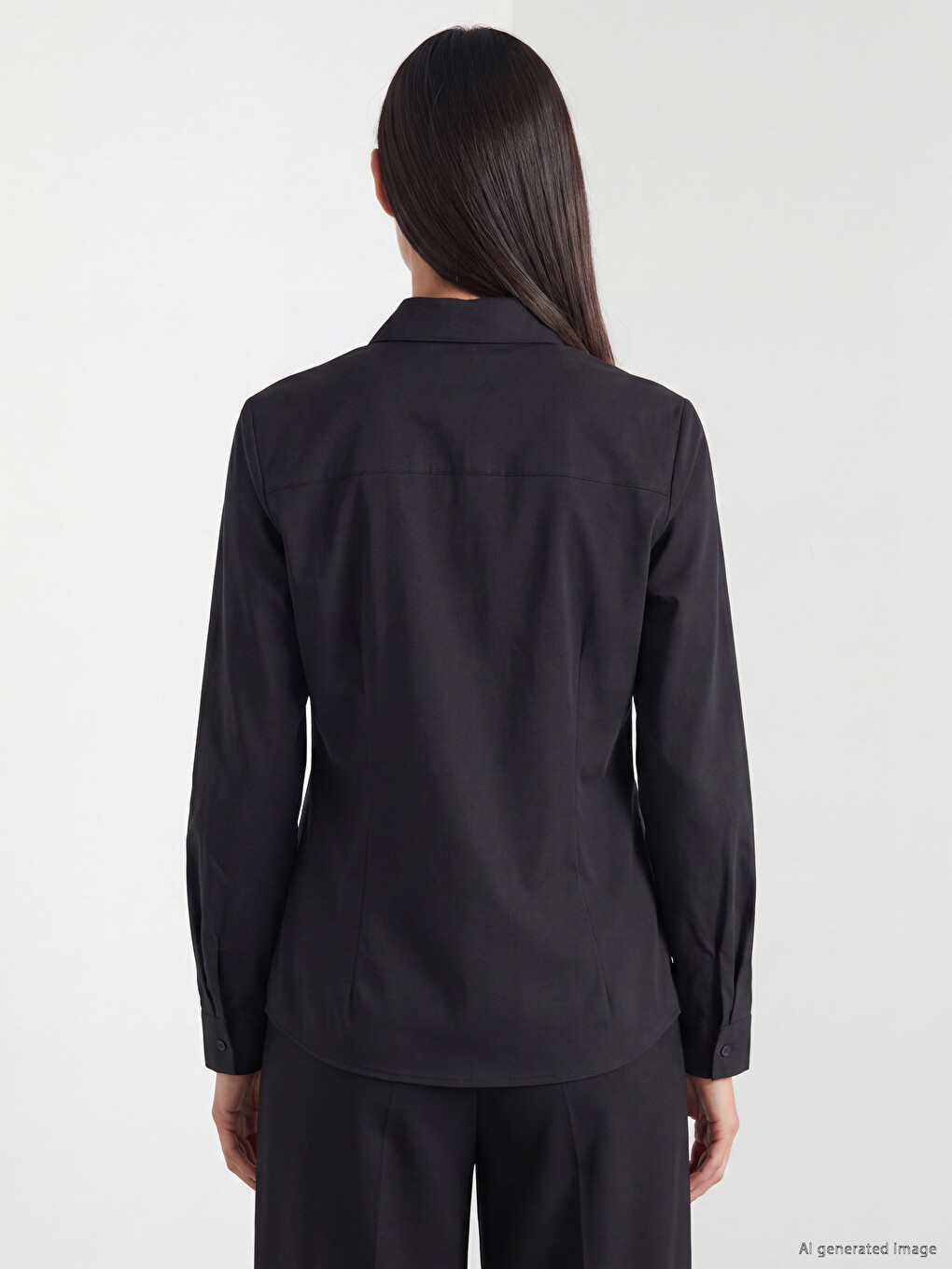 Siyah Regular Fit Kadın Gömlek-3