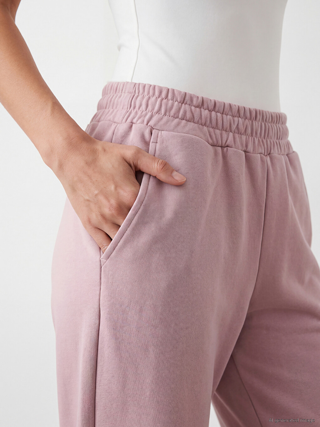 Lila Beli Lastikli Kadın Jogger Eşofman Altı-2