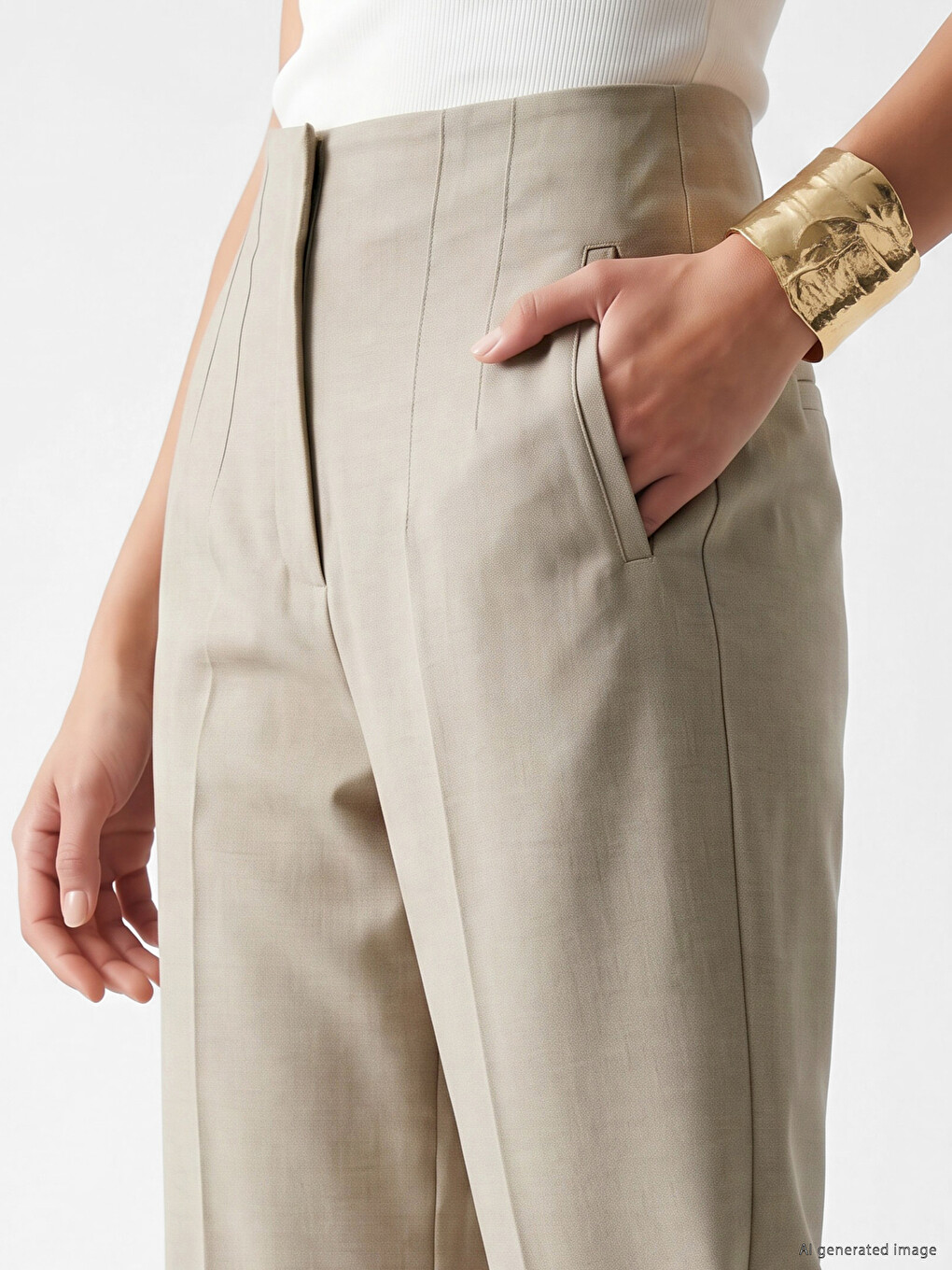 Pleat Detailed Wide Leg Women's Trousers-2
