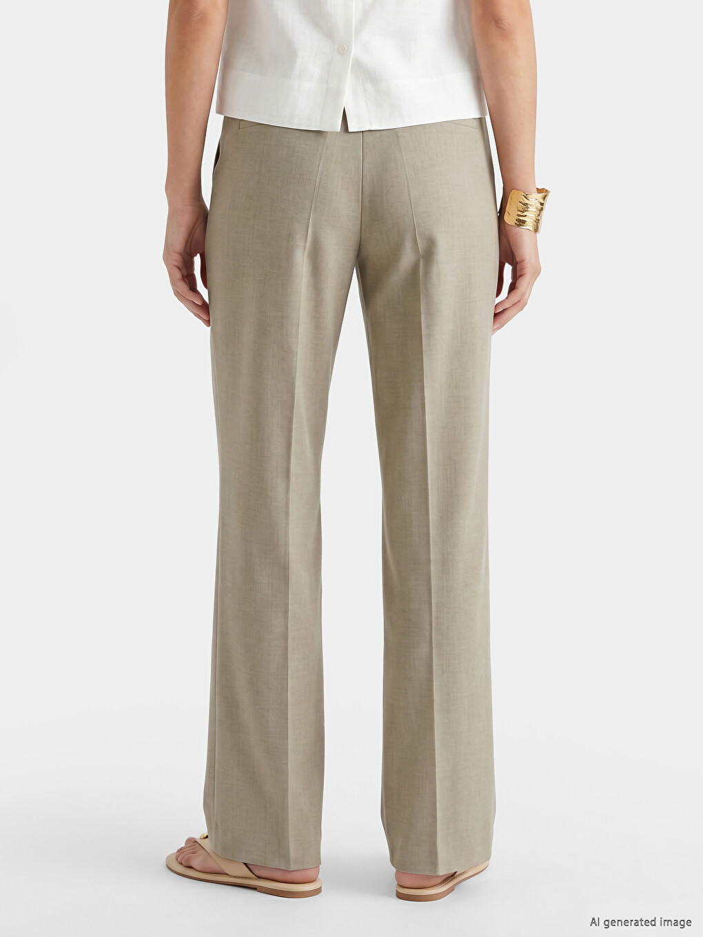 Pleat Detailed Wide Leg Women's Trousers-3